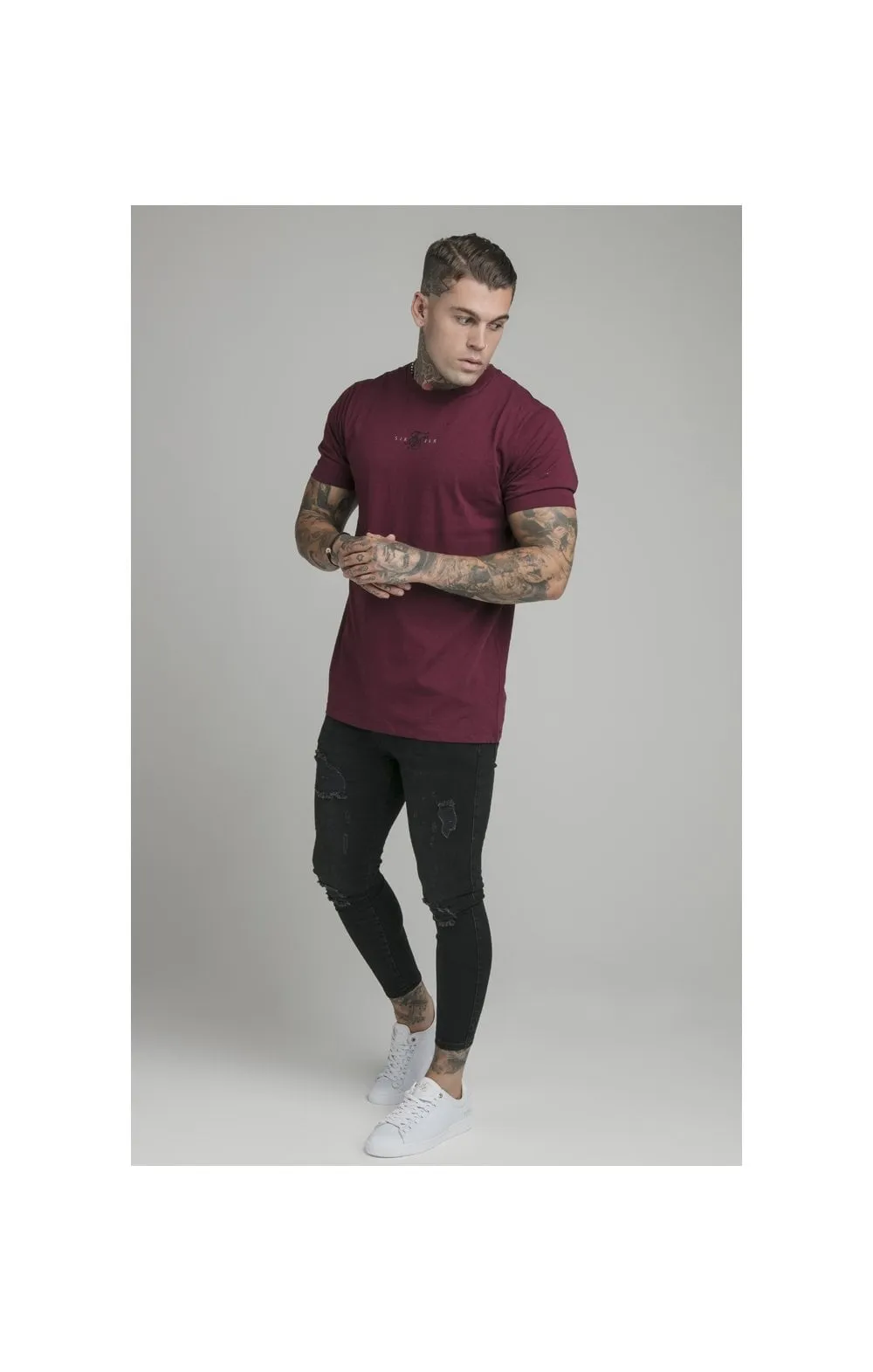SikSilk Basic Tee - Burgundy sold by Siksilk product image thumbnail 4