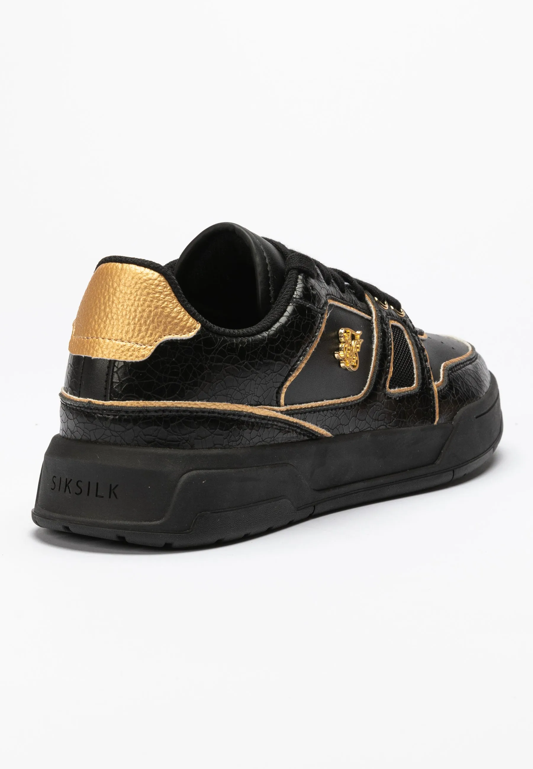 Black And Gold Trimmed Low Top Court Trainer sold by Siksilk product image thumbnail 2