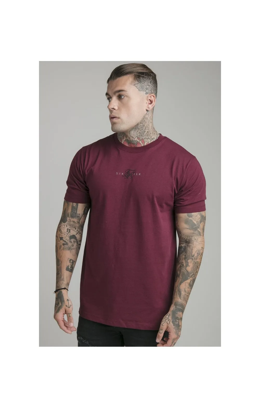 SikSilk Basic Tee - Burgundy sold by Siksilk