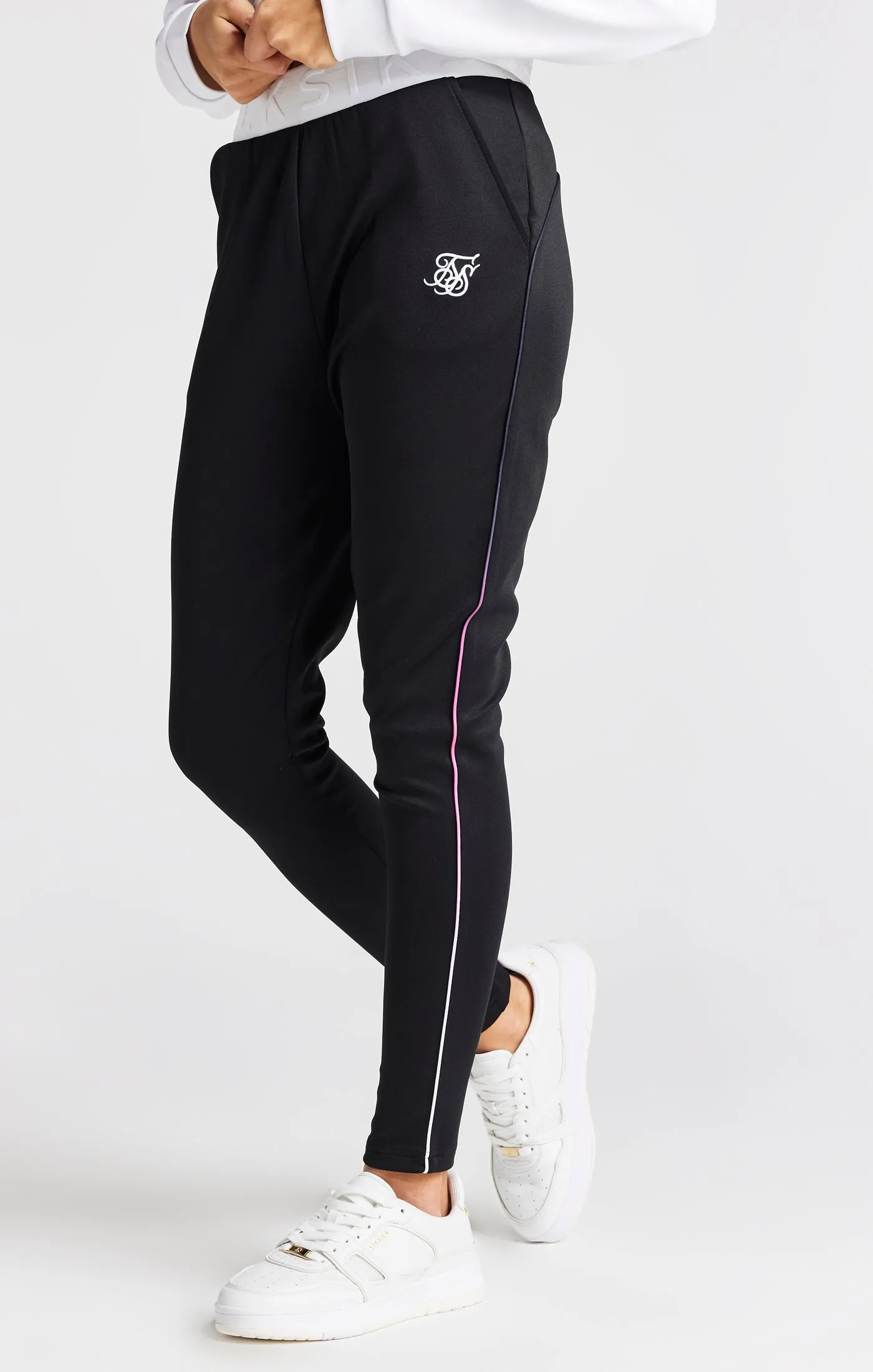 Girls Black Fade Piping Track Pant sold by Siksilk