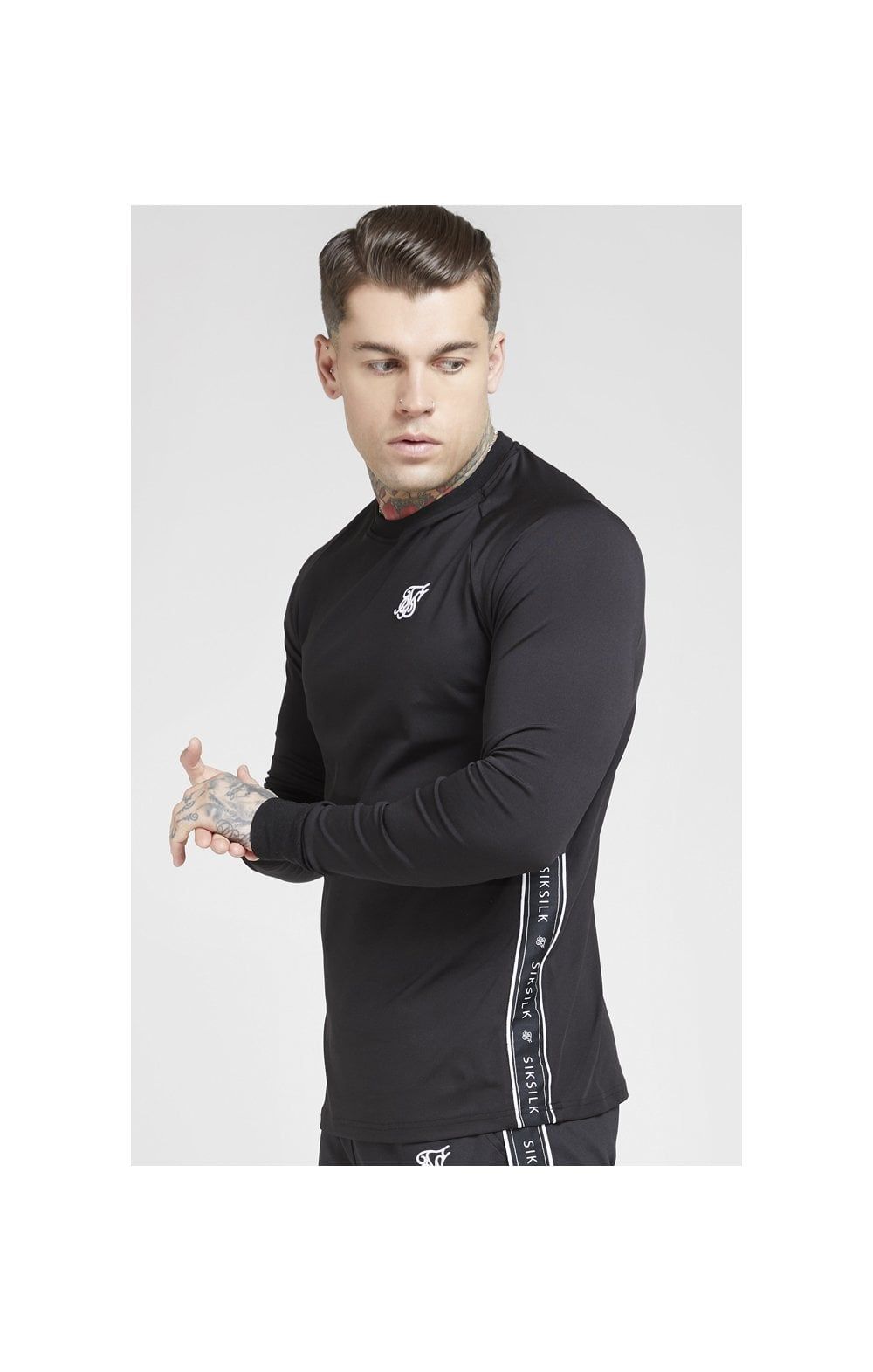 SikSilk L/S Tape Performance Sweater - Black sold by Siksilk