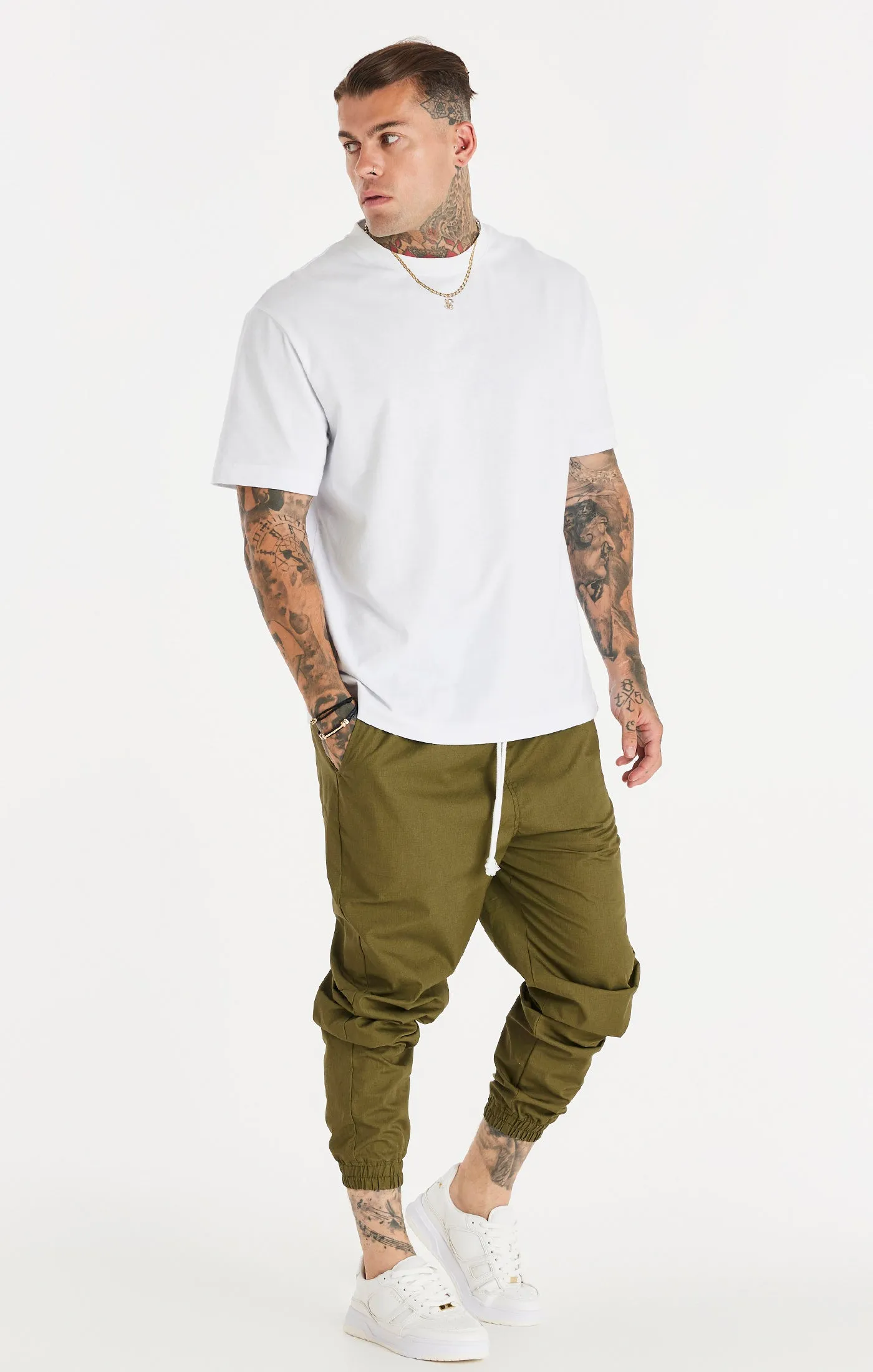 Khaki Essential Relaxed Trousers sold by Siksilk product image thumbnail 5