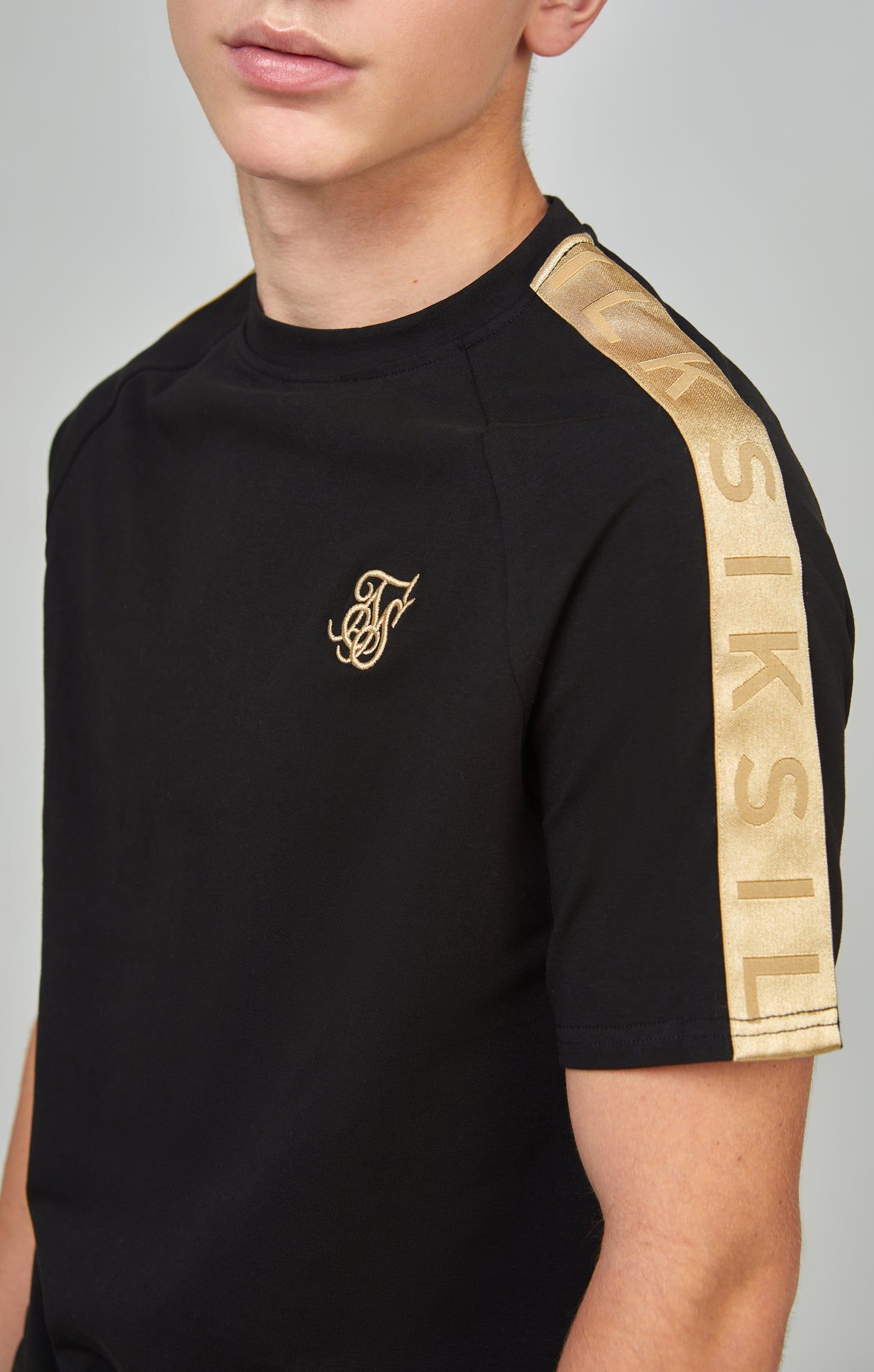 Boys Black Taped Raglan T-Shirt sold by Siksilk product image thumbnail 2