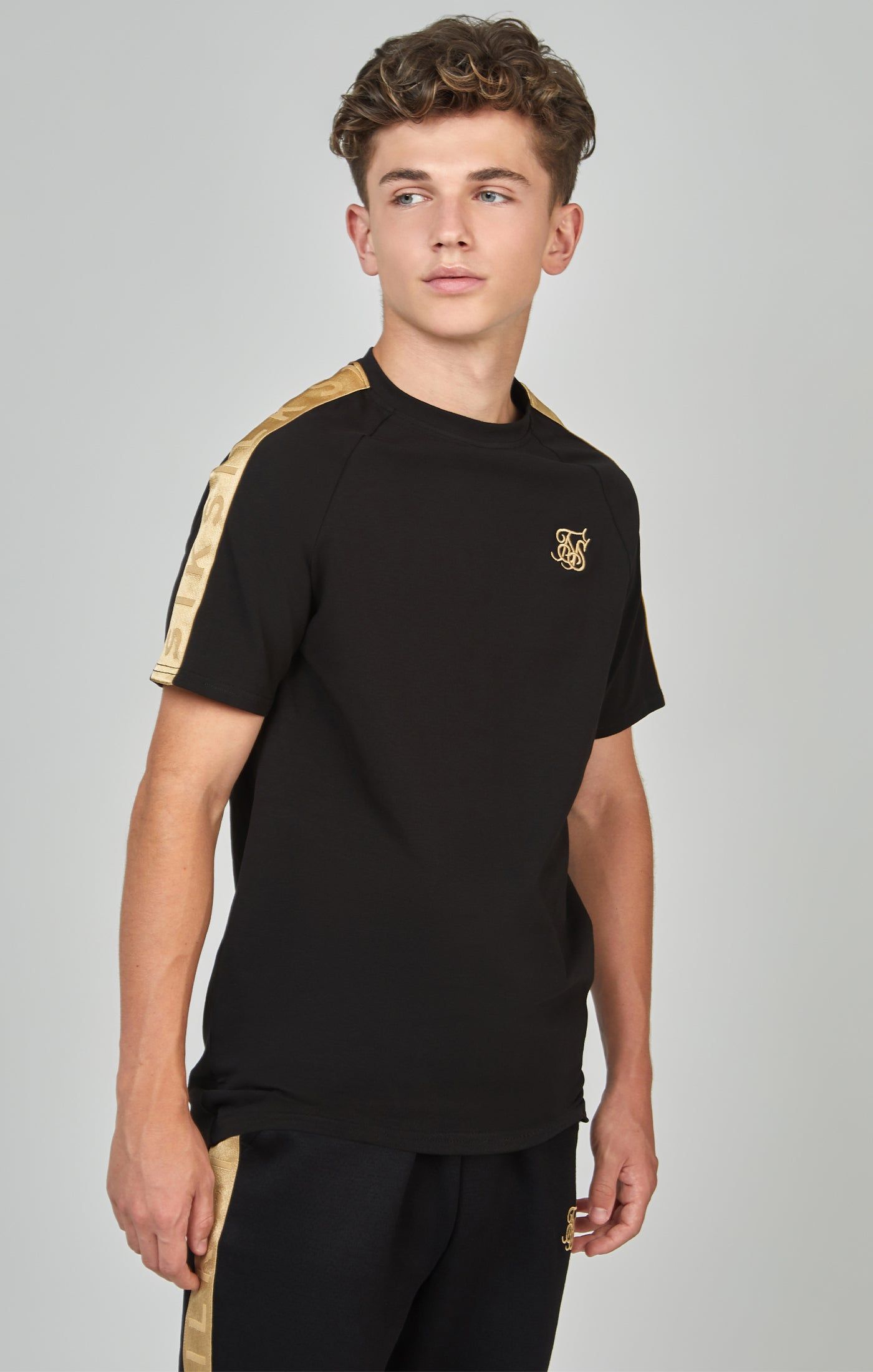 Boys Black Taped Raglan T-Shirt sold by Siksilk product image thumbnail 6