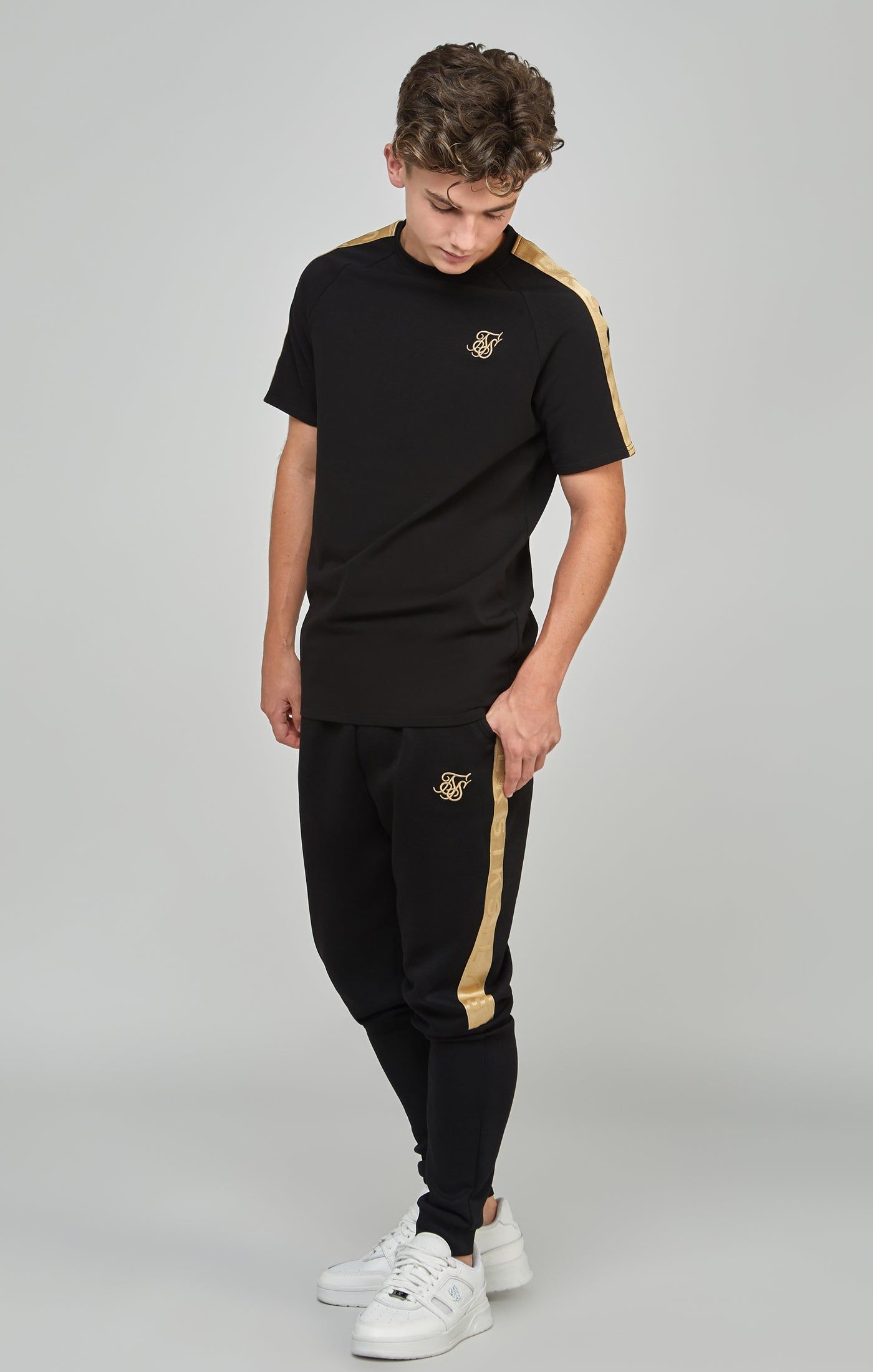 Boys Black Taped Raglan T-Shirt sold by Siksilk product image thumbnail 4