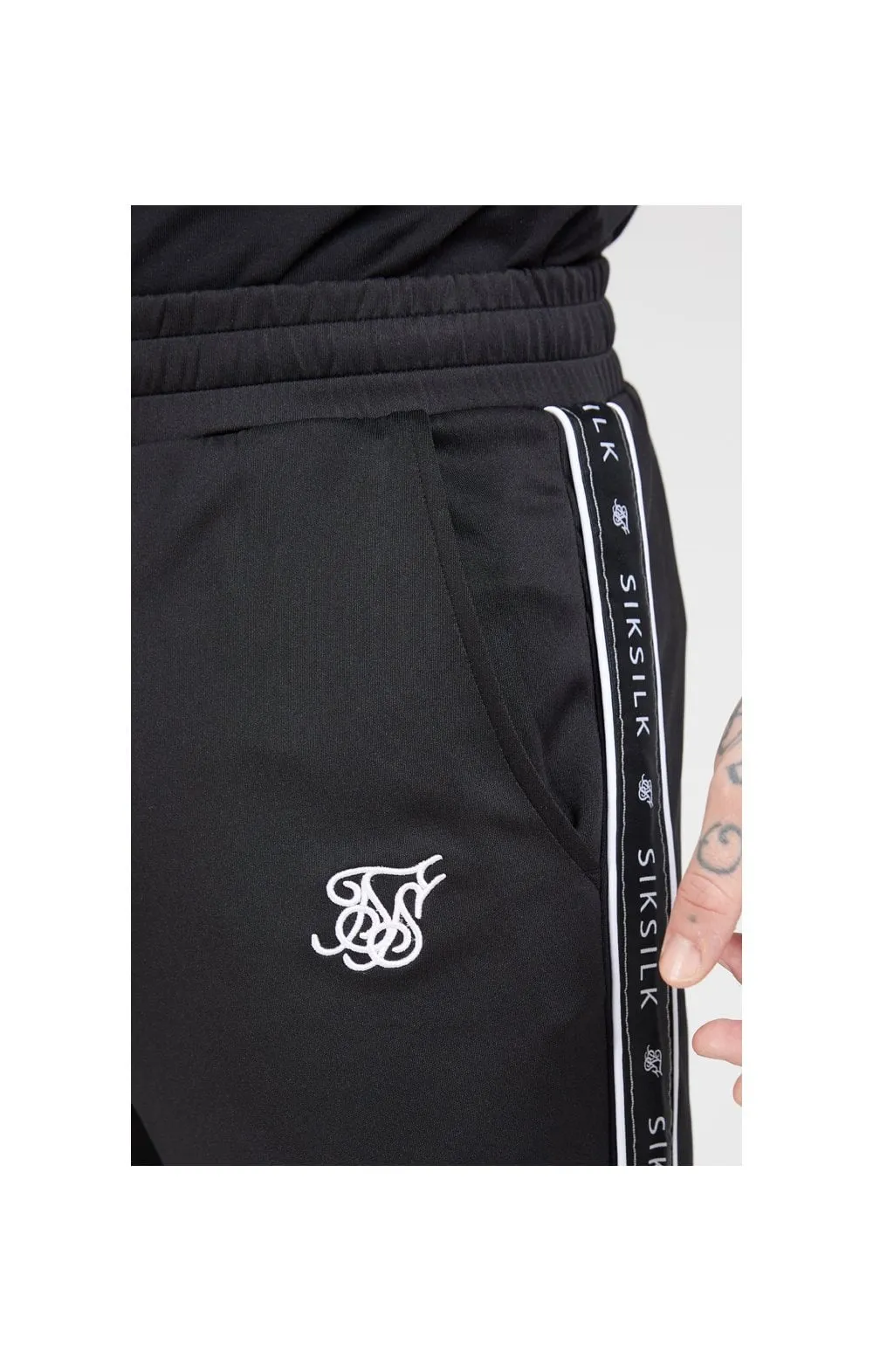 SikSilk Fitted Panel Tape Track Pants – Black sold by Siksilk product image thumbnail 5
