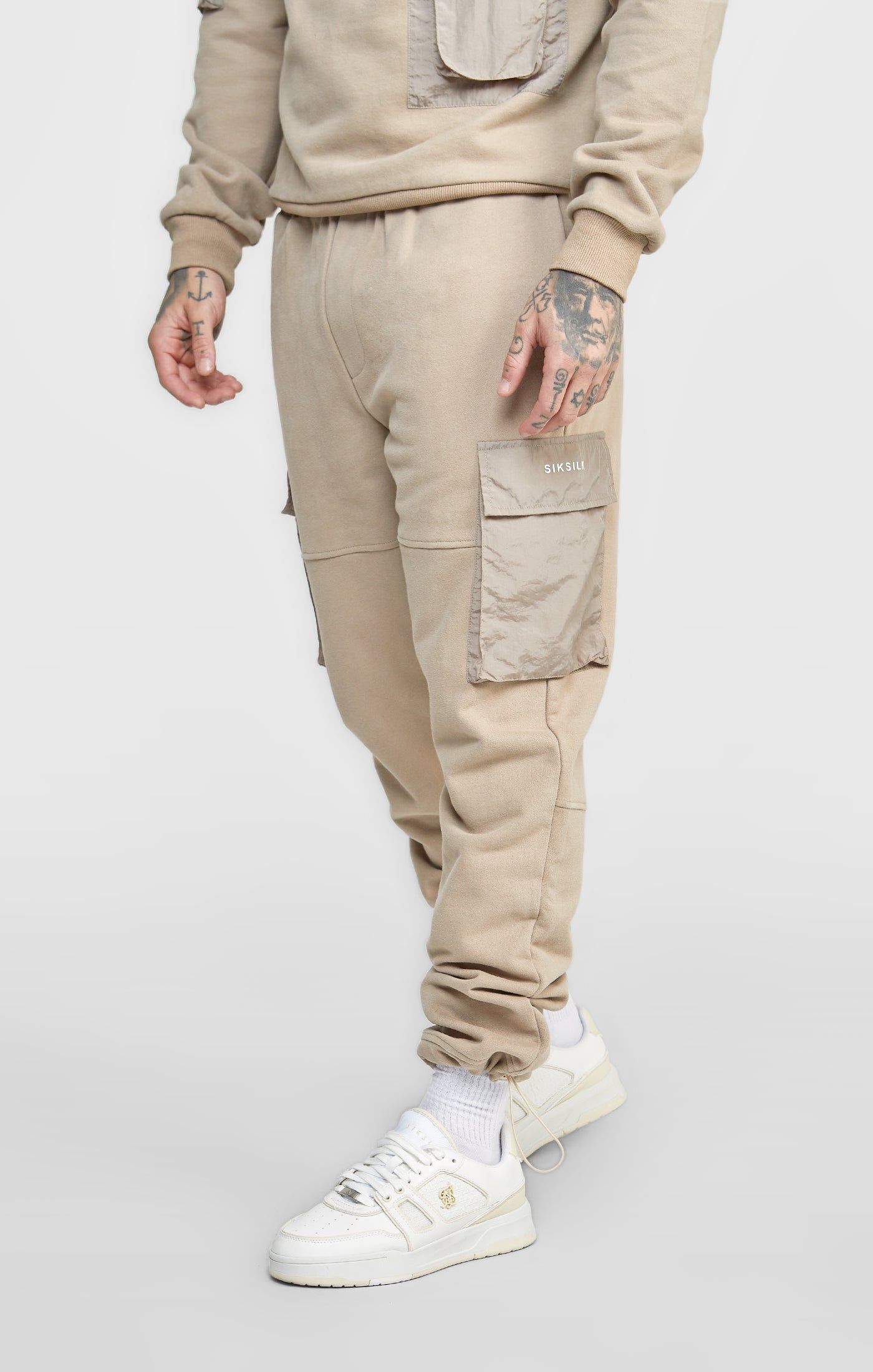Tan Contrast Pocket Cargo Pant sold by Siksilk