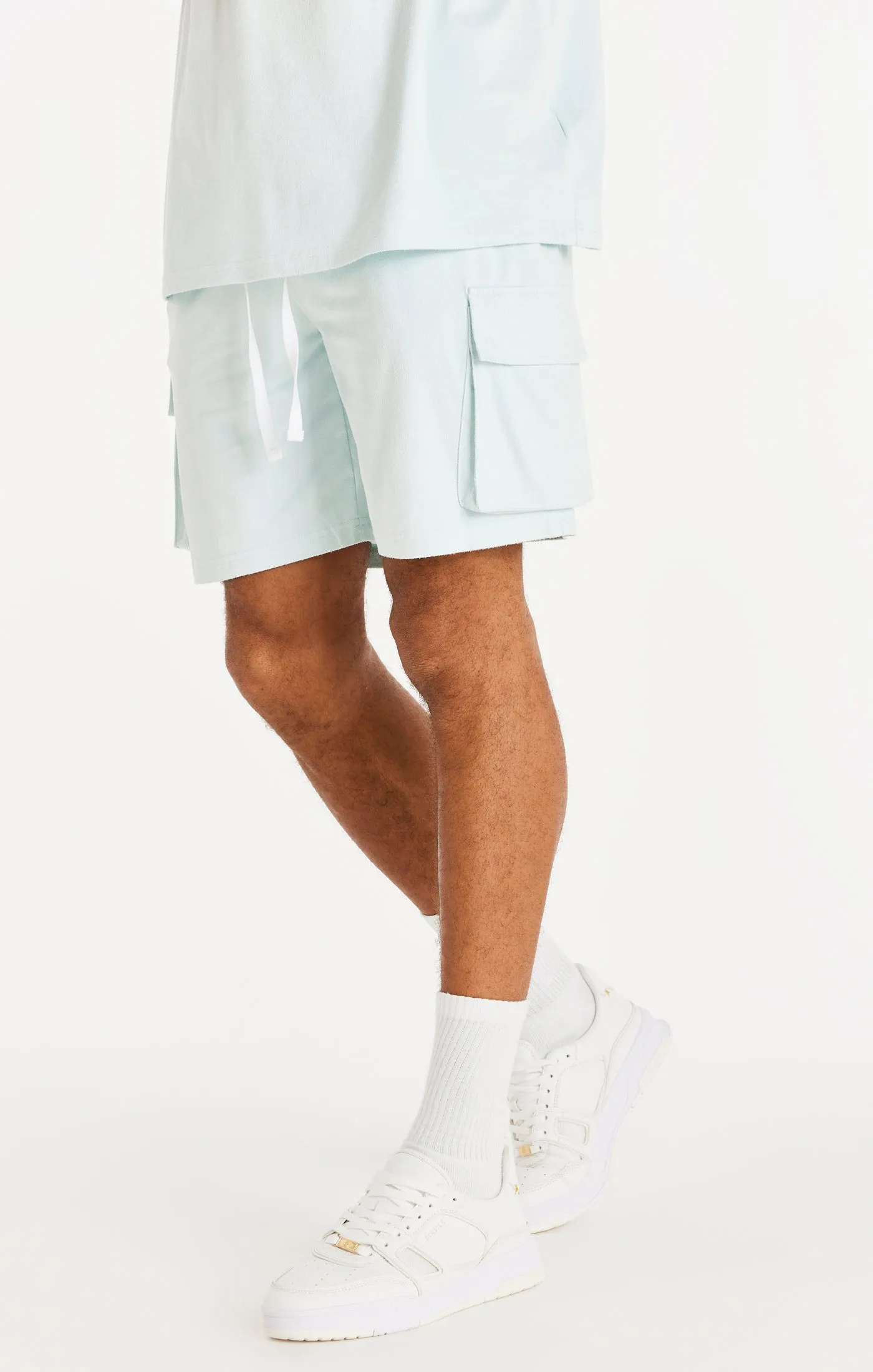 Green Stretch Suede Cargo Short sold by Siksilk