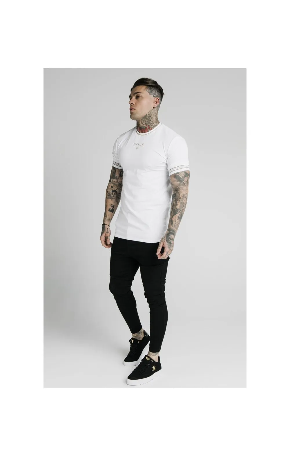 SikSilk Element Straight Hem Gym Tee – White & Gold sold by Siksilk product image thumbnail 5