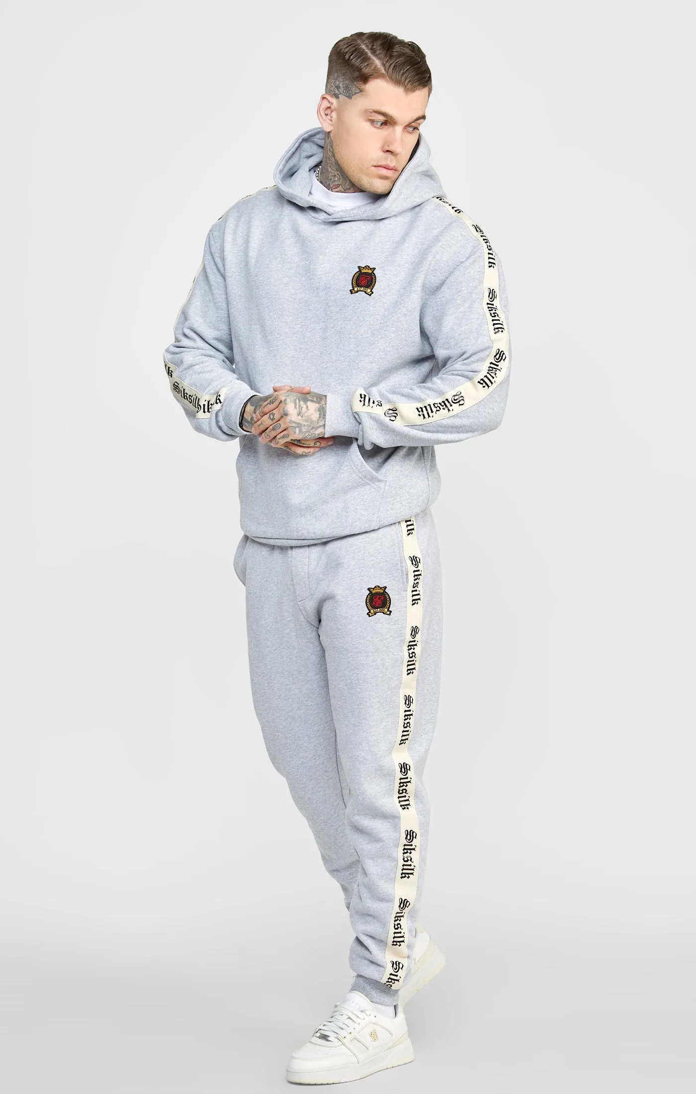 Grey Oversized Hoody W Gothic Taping sold by Siksilk product image thumbnail 3