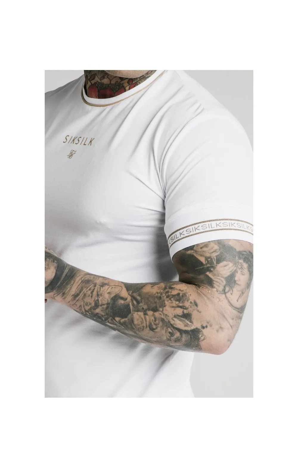 SikSilk Element Straight Hem Gym Tee – White & Gold sold by Siksilk product image thumbnail 2