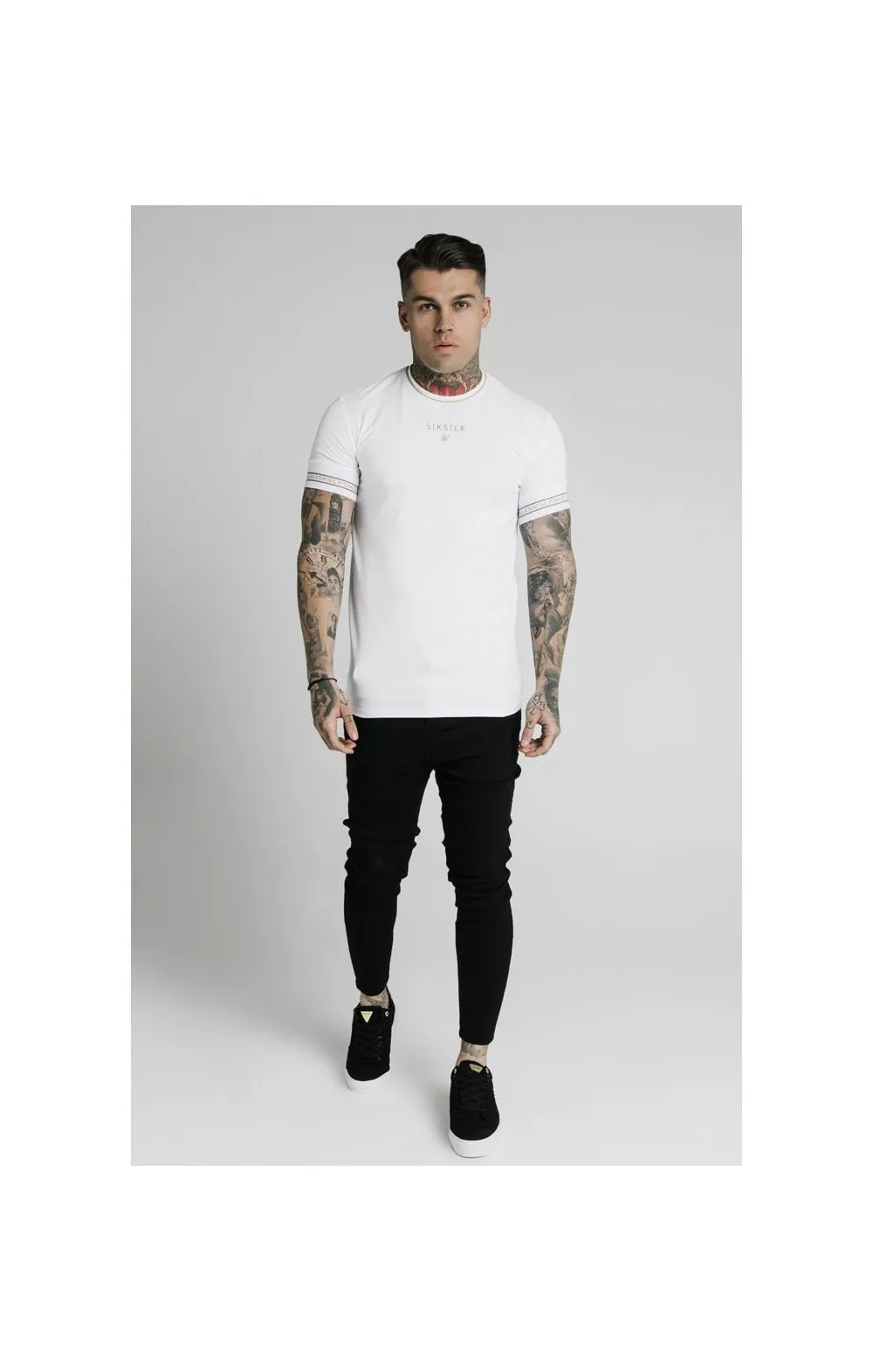 SikSilk Element Straight Hem Gym Tee – White & Gold sold by Siksilk product image thumbnail 3