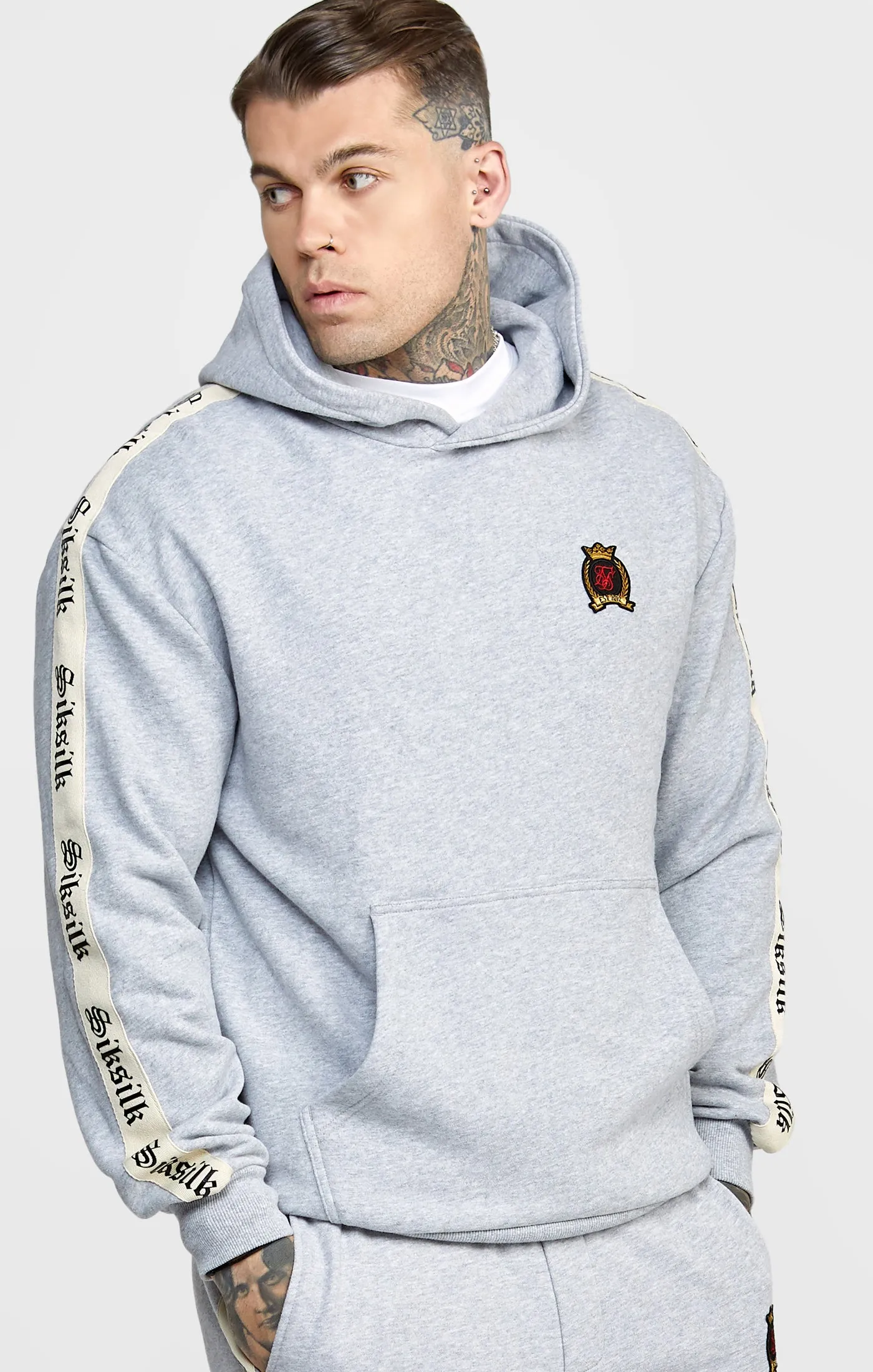 Grey Oversized Hoody W Gothic Taping sold by Siksilk
