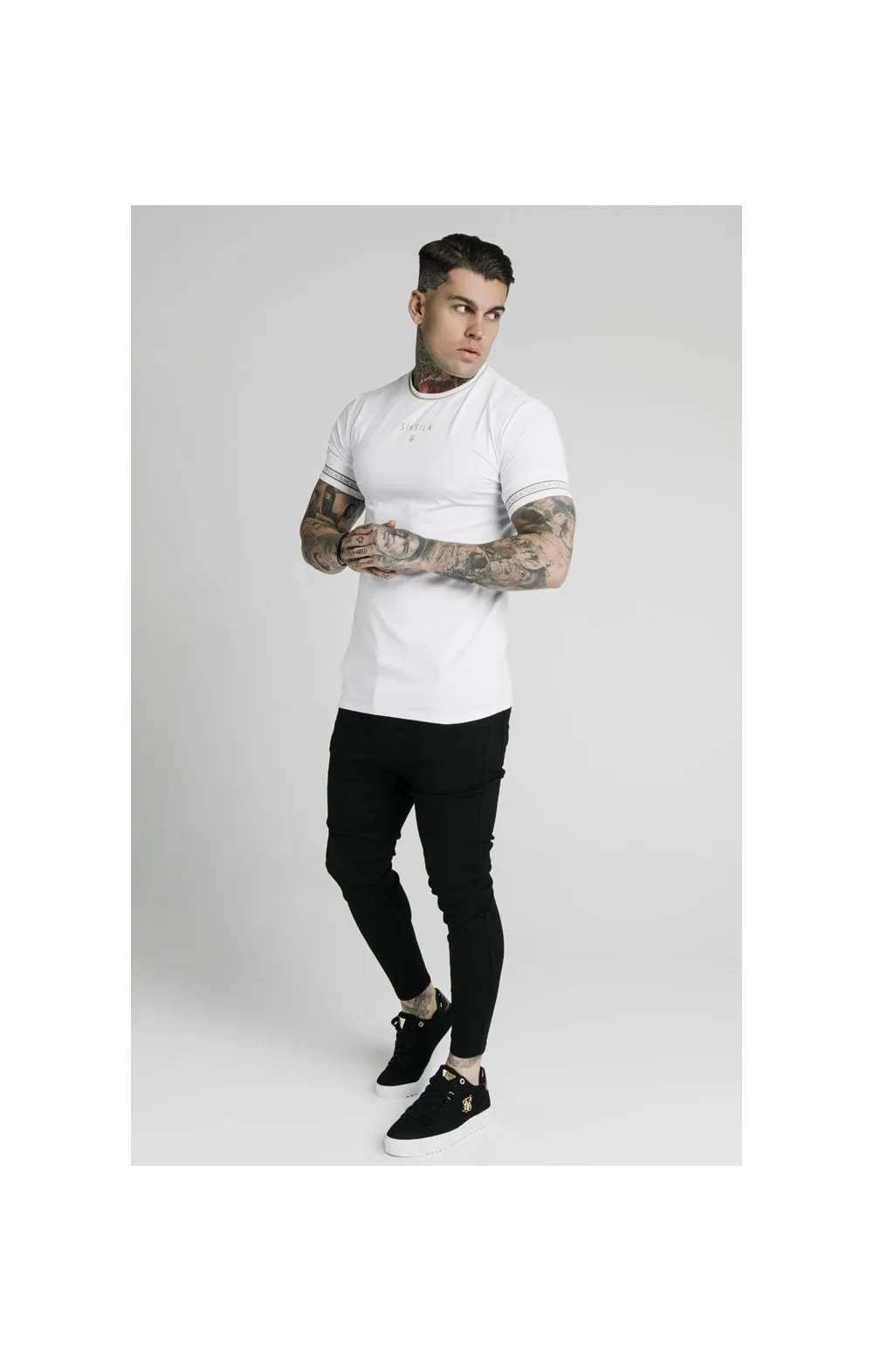 SikSilk Element Straight Hem Gym Tee – White & Gold sold by Siksilk product image thumbnail 4