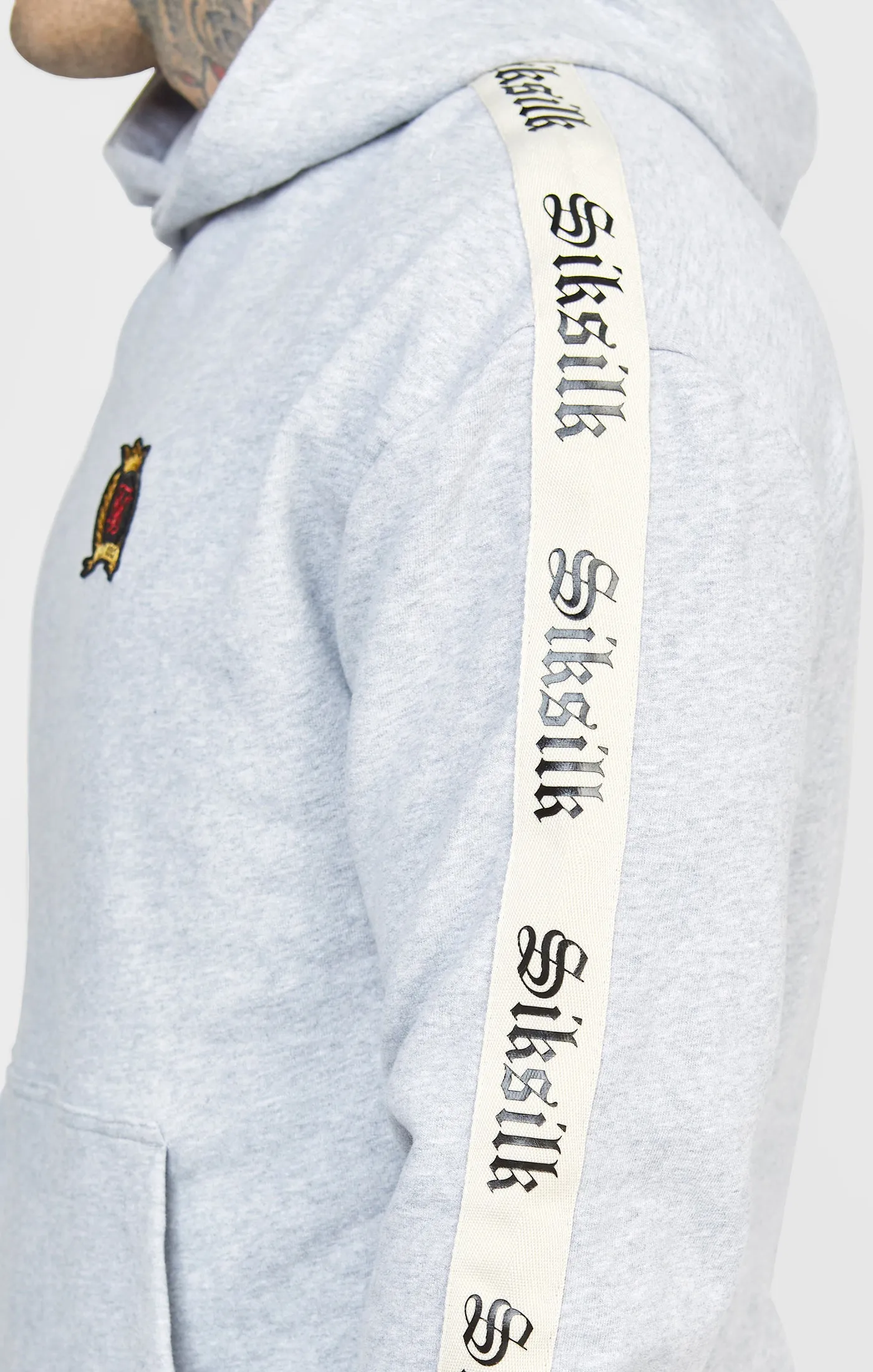 Grey Oversized Hoody W Gothic Taping sold by Siksilk product image thumbnail 2