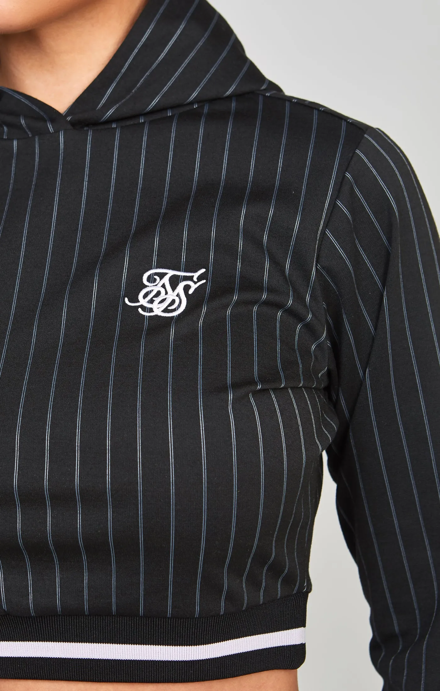 Black Varsity Crop Track Top sold by Siksilk product image thumbnail 2