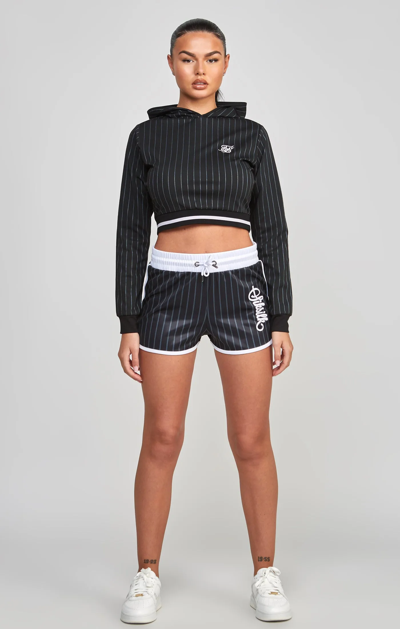 Black Varsity Crop Track Top sold by Siksilk product image thumbnail 3