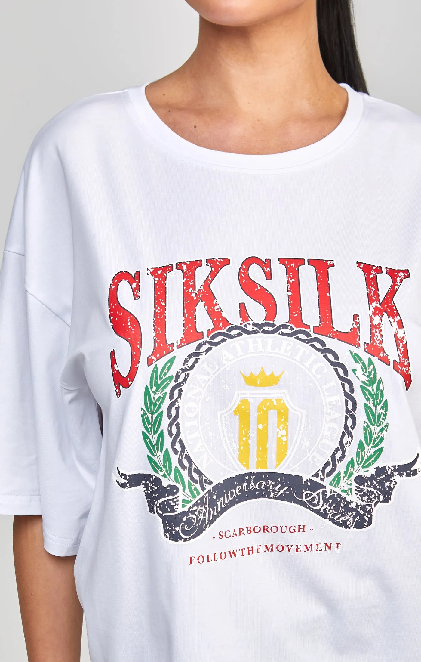 White Varsity Crop T-Shirt sold by Siksilk product image thumbnail 2