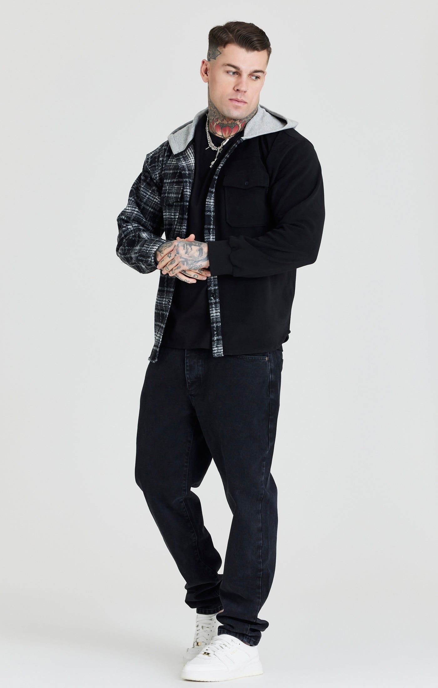 Black Contrast Hooded Shirt sold by Siksilk product image thumbnail 3