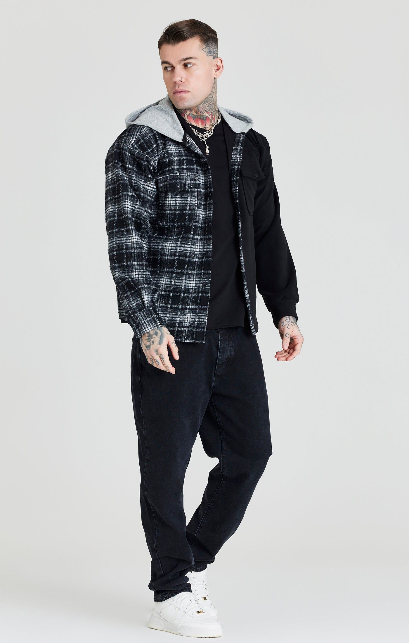 Black Contrast Hooded Shirt sold by Siksilk product image thumbnail 4