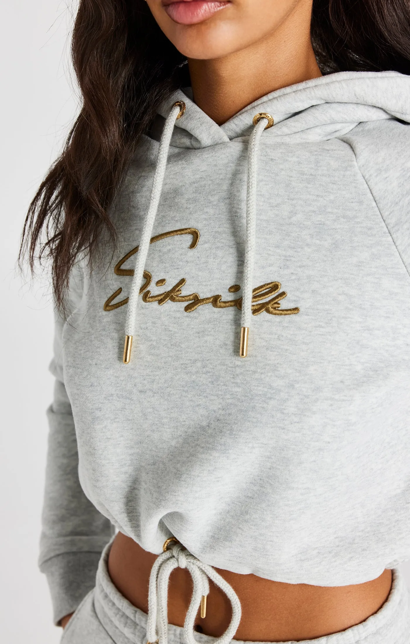 Grey Marl Signature Crop Hoodie sold by Siksilk product image thumbnail 2