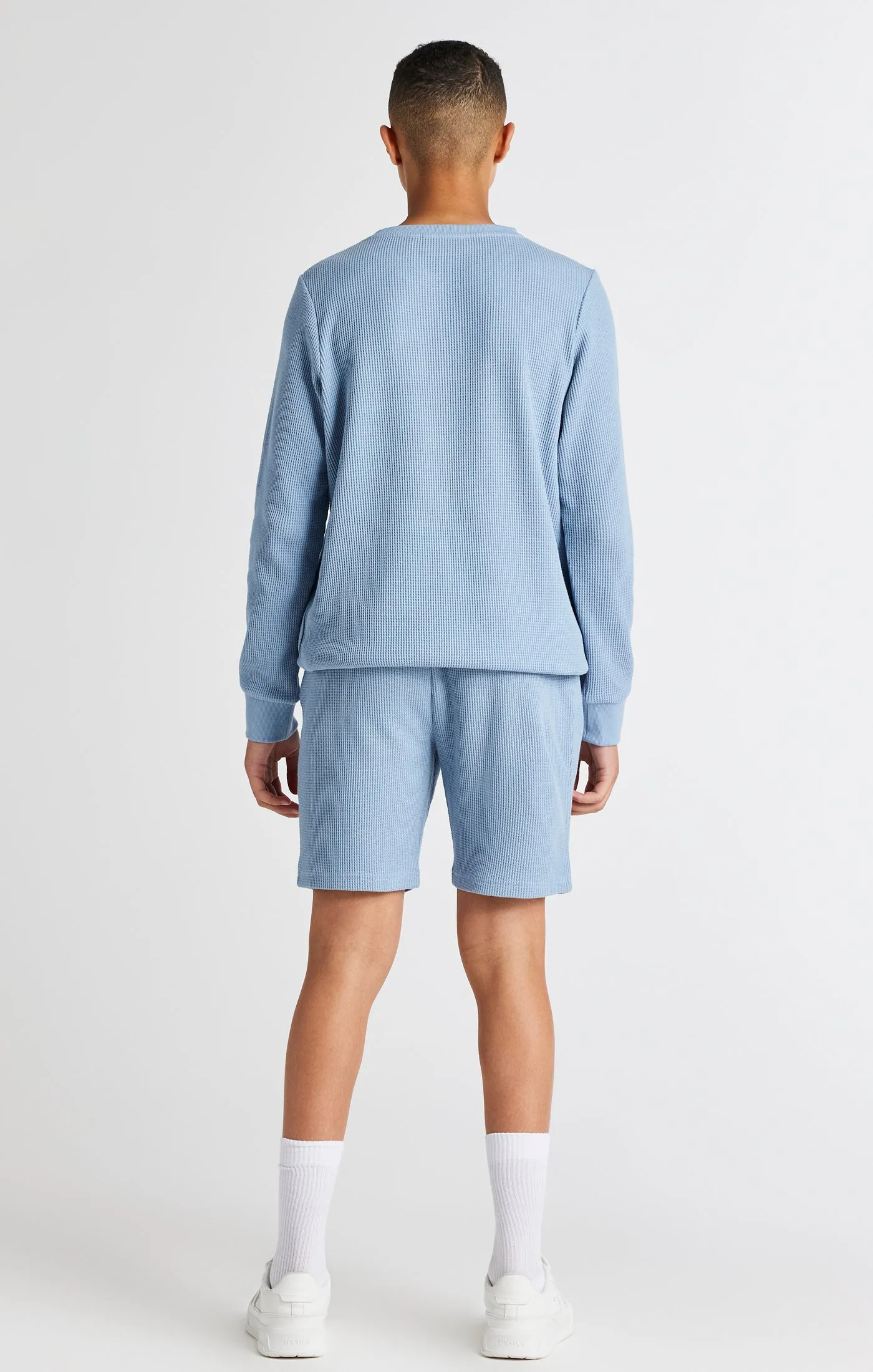 Boys Blue Waffle Crew Sweatshirt sold by Siksilk product image thumbnail 5