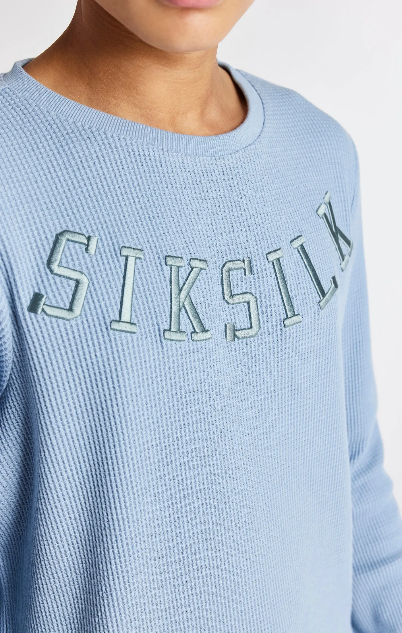Boys Blue Waffle Crew Sweatshirt sold by Siksilk product image thumbnail 2