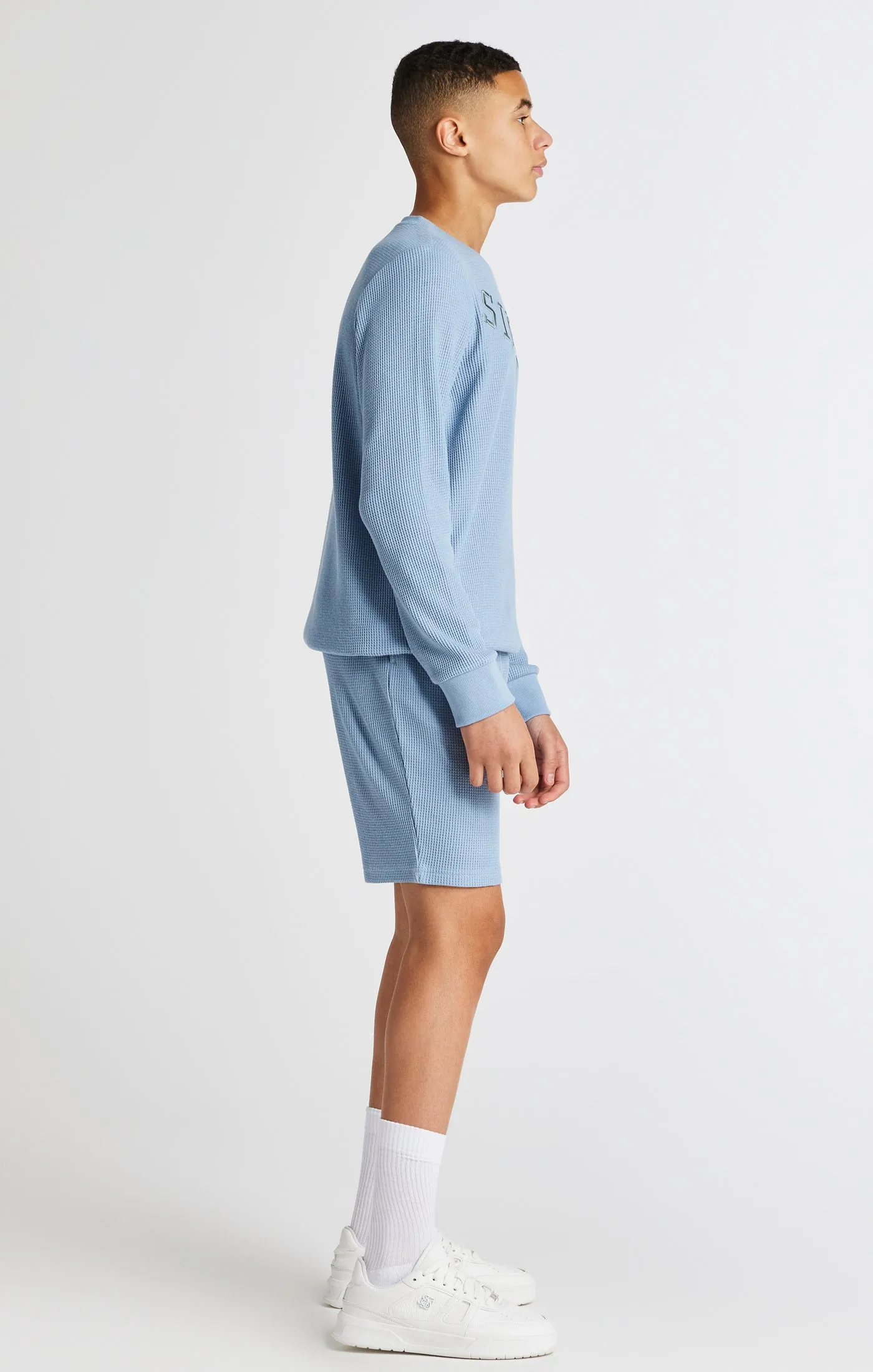 Boys Blue Waffle Crew Sweatshirt sold by Siksilk product image thumbnail 4