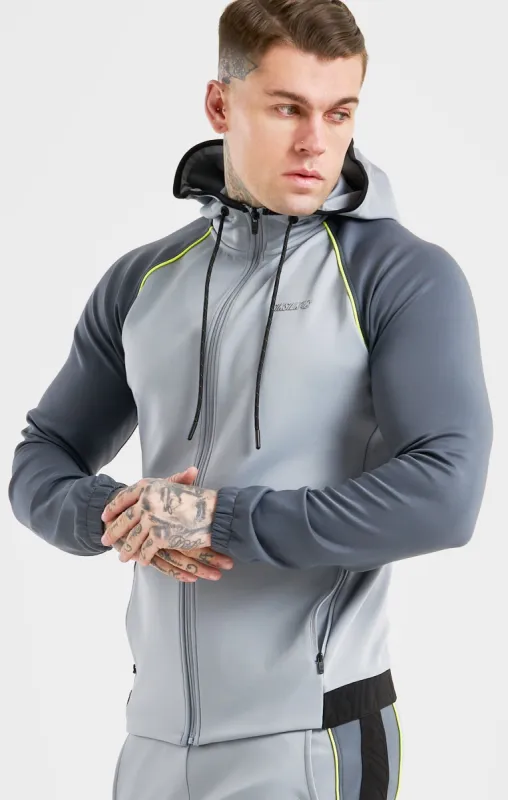 Grey Sports Poly Zip Thru Jacket sold by Siksilk