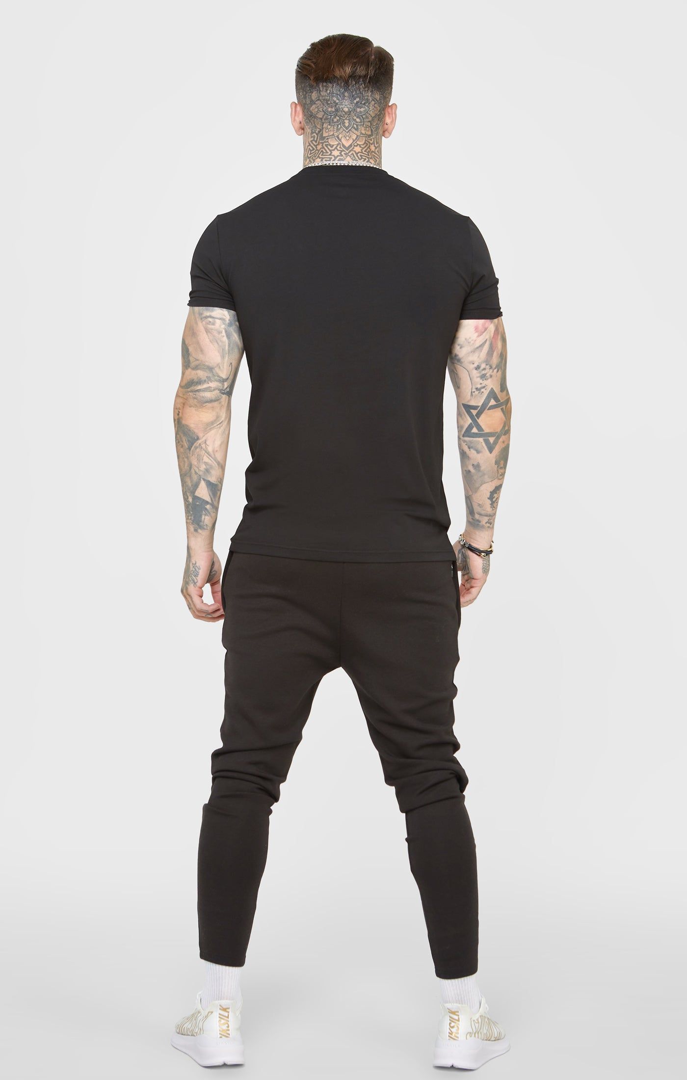 Black Sports Muscle Fit Sleeve T-Shirt sold by Siksilk product image thumbnail 5