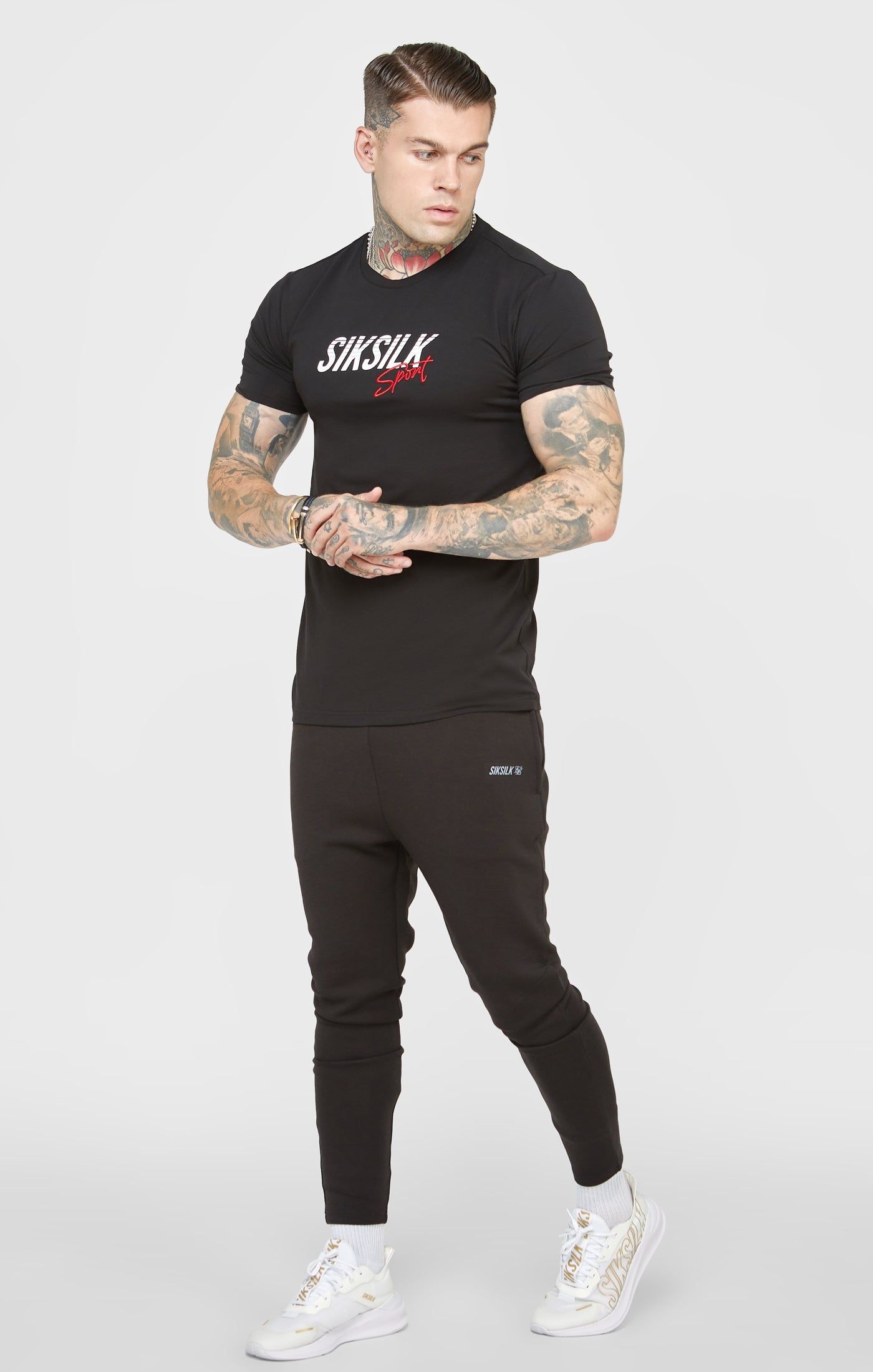Black Sports Muscle Fit Sleeve T-Shirt sold by Siksilk product image thumbnail 3
