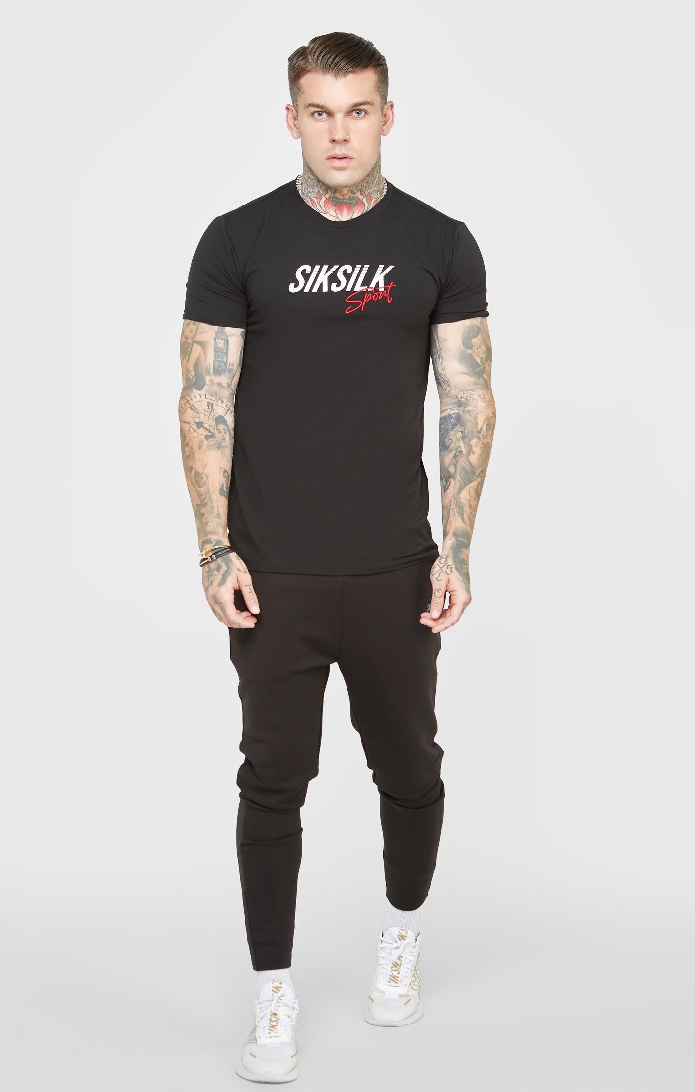 Black Sports Muscle Fit Sleeve T-Shirt sold by Siksilk product image thumbnail 4