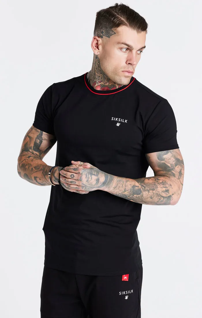 Black Embroidered Muscle Fit T-Shirt sold by Siksilk product image thumbnail 2