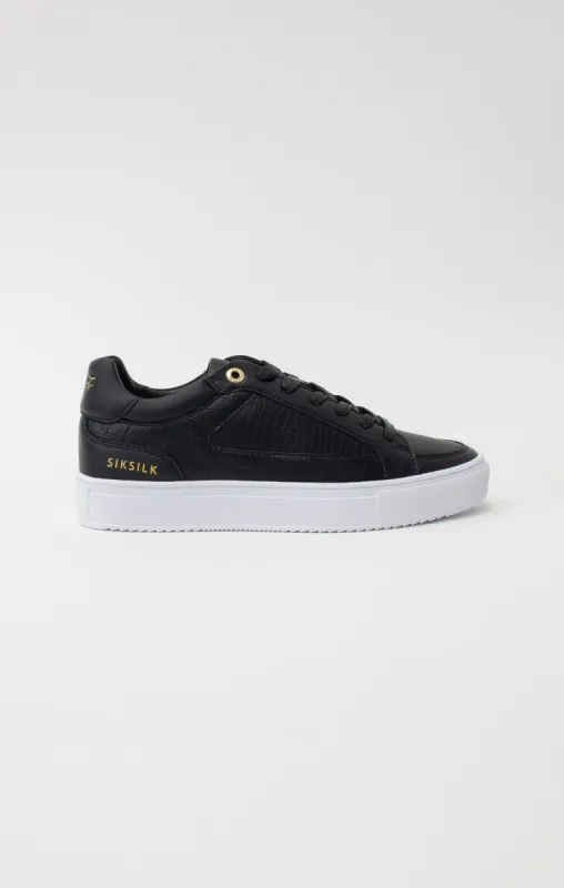 Black Croc Effect Low-Top Trainer sold by Siksilk