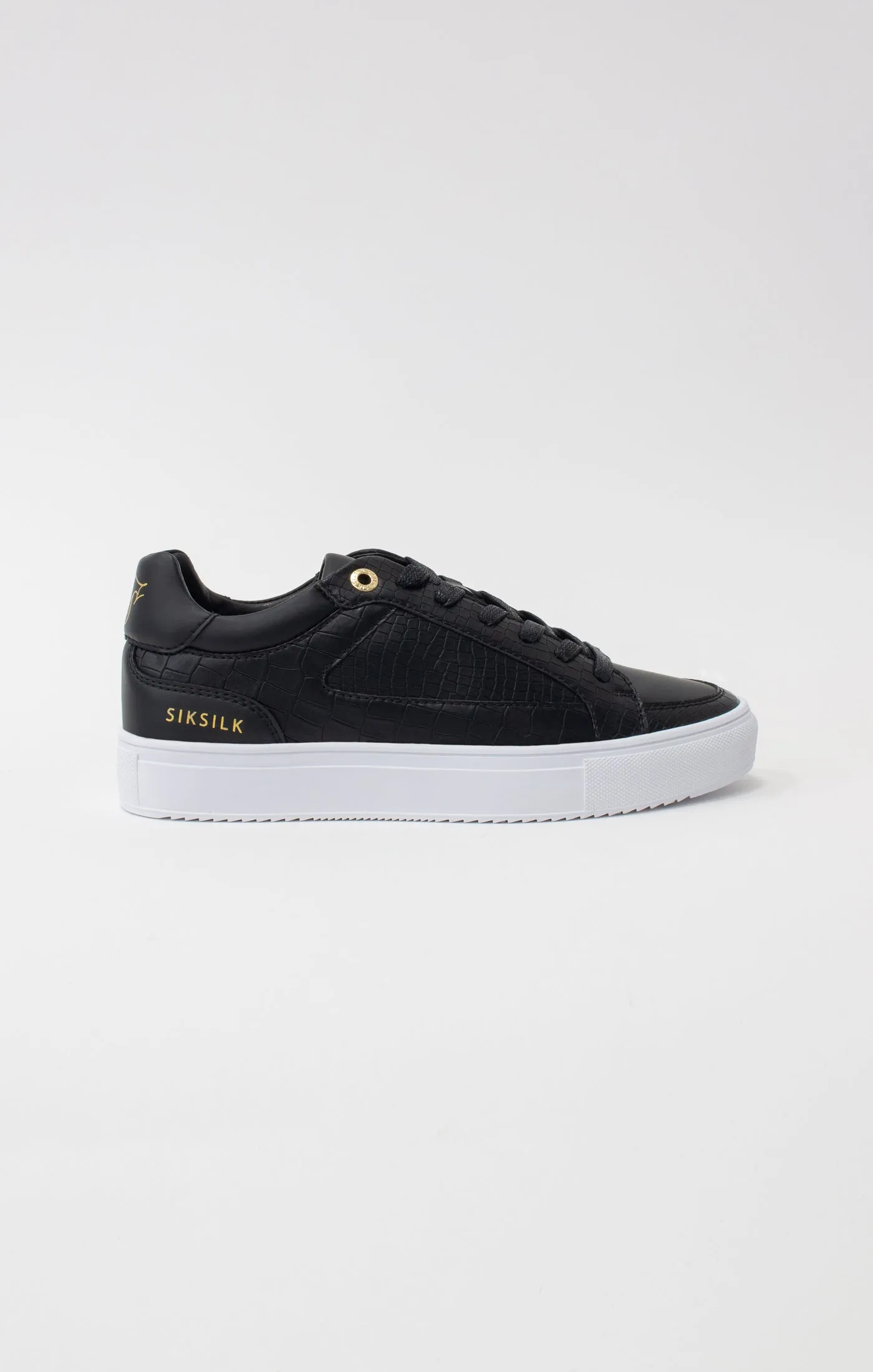 Black Croc Effect Low-Top Trainer sold by Siksilk