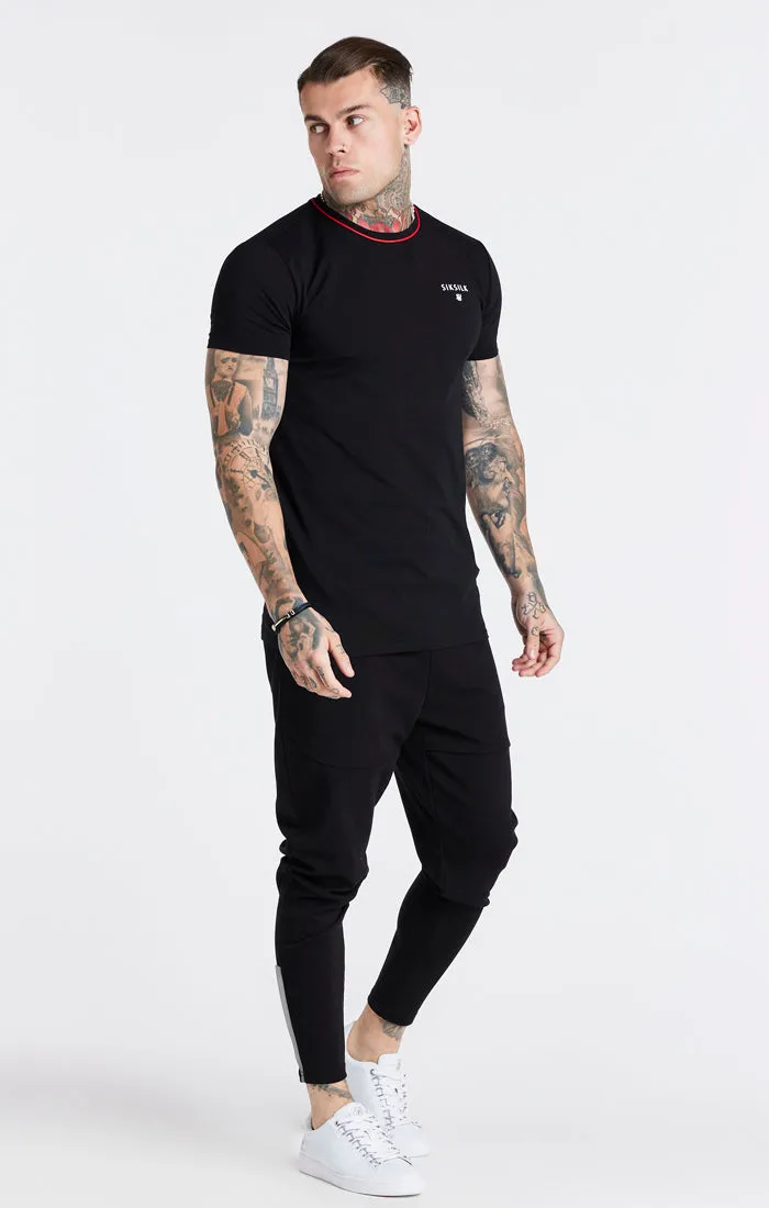 Black Embroidered Muscle Fit T-Shirt sold by Siksilk product image thumbnail 4