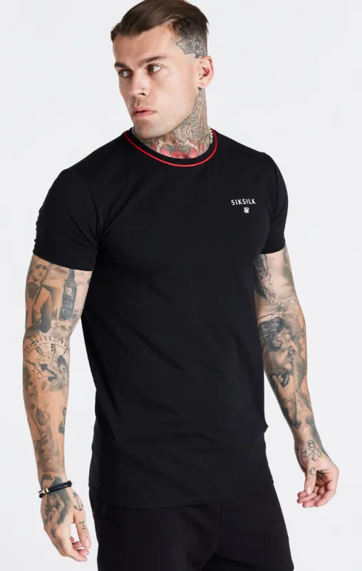 Black Embroidered Muscle Fit T-Shirt sold by Siksilk