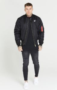 Black Flight Bomber Jacket sold by Siksilk