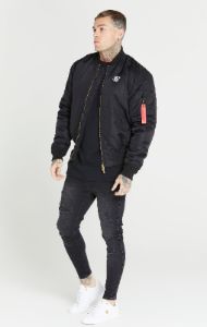 Black Flight Bomber Jacket sold by Siksilk