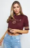 SikSilk Mesh Crop Tee - Burgundy sold by Siksilk