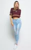 SikSilk Mesh Crop Tee - Burgundy sold by Siksilk