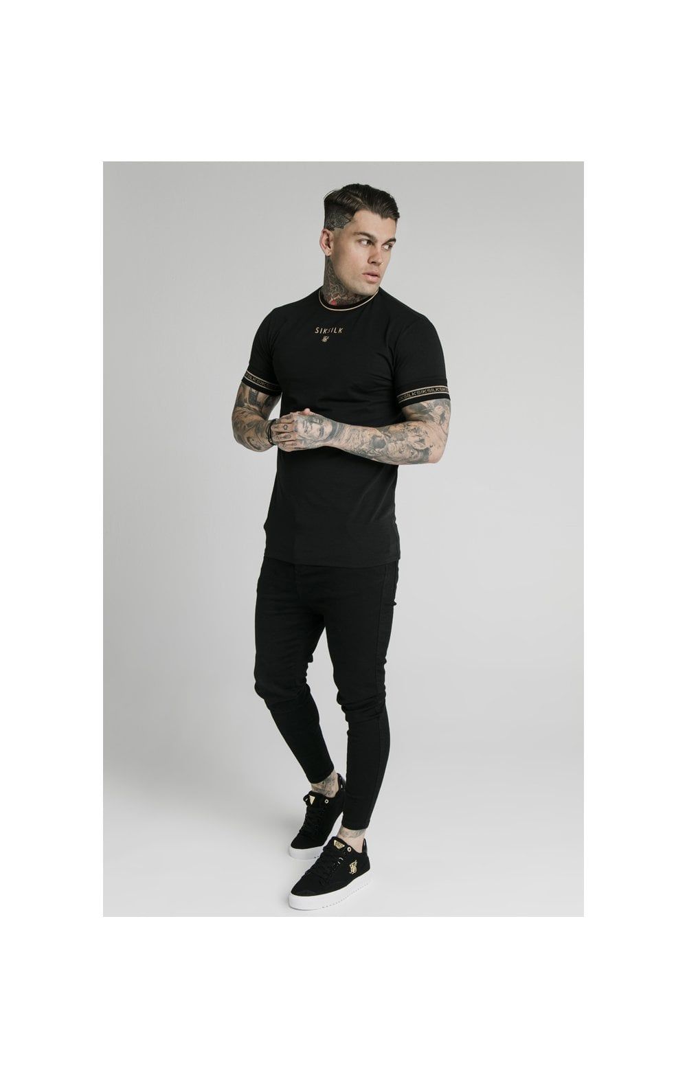SikSilk Element Straight Hem Gym Tee – Black & Gold sold by Siksilk product image thumbnail 4