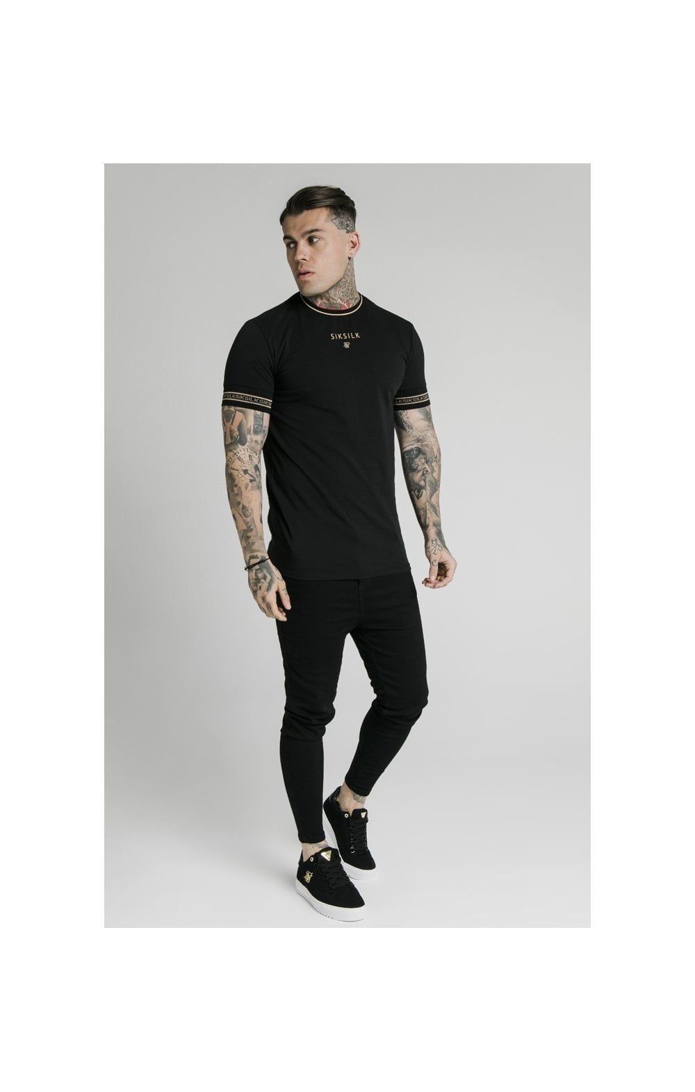 SikSilk Element Straight Hem Gym Tee – Black & Gold sold by Siksilk product image thumbnail 3