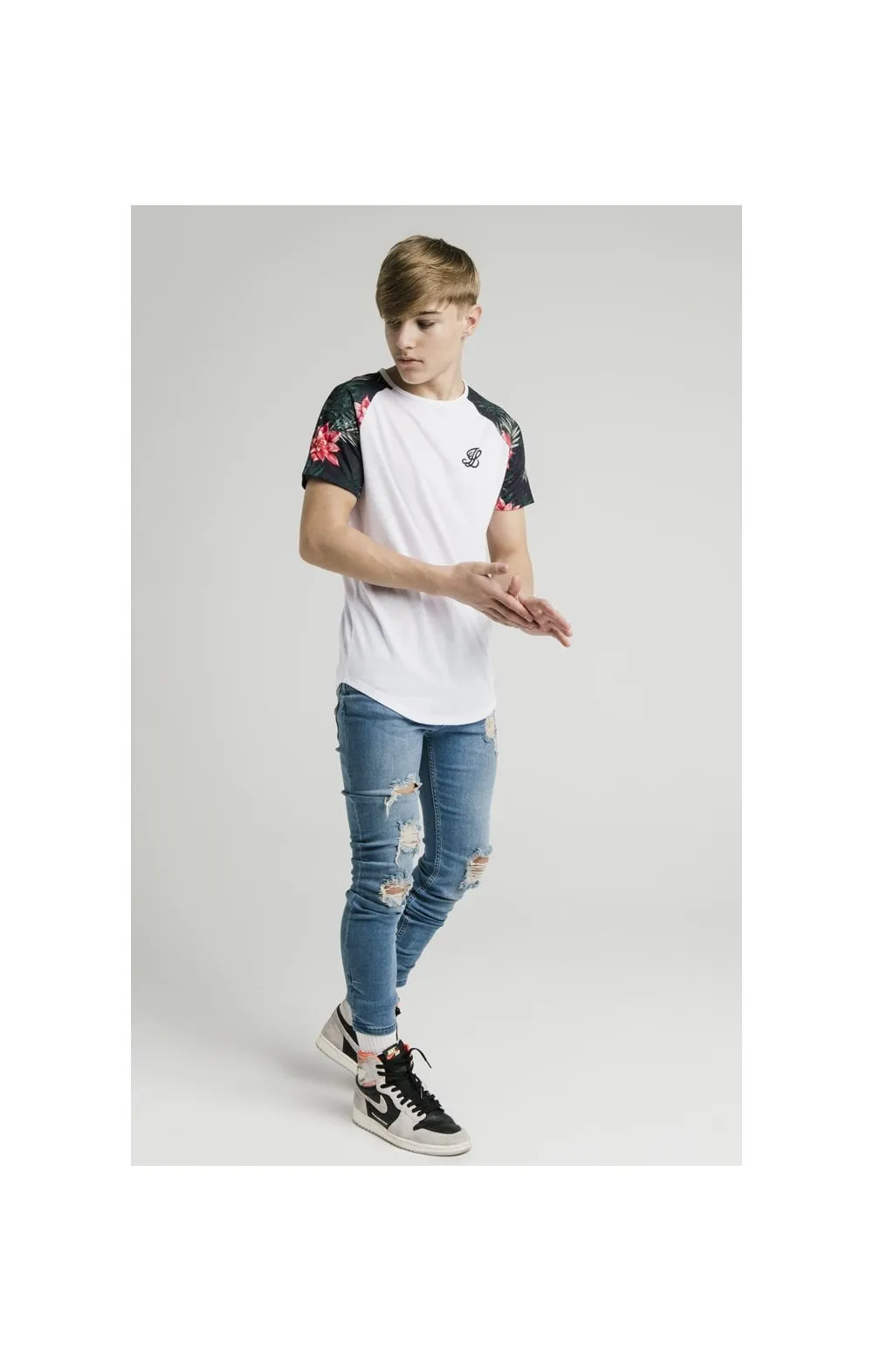 Illusive London S/S Contrast Raglan Tee - White & Floral sold by Siksilk product image thumbnail 4