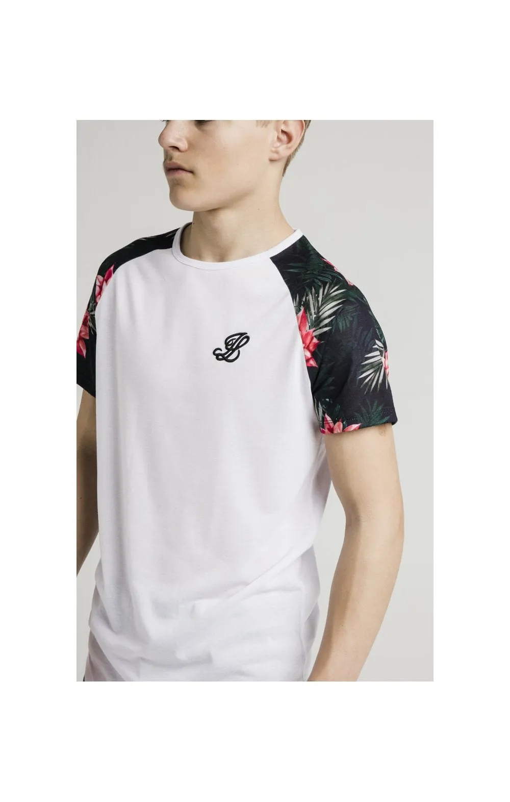 Illusive London S/S Contrast Raglan Tee - White & Floral sold by Siksilk