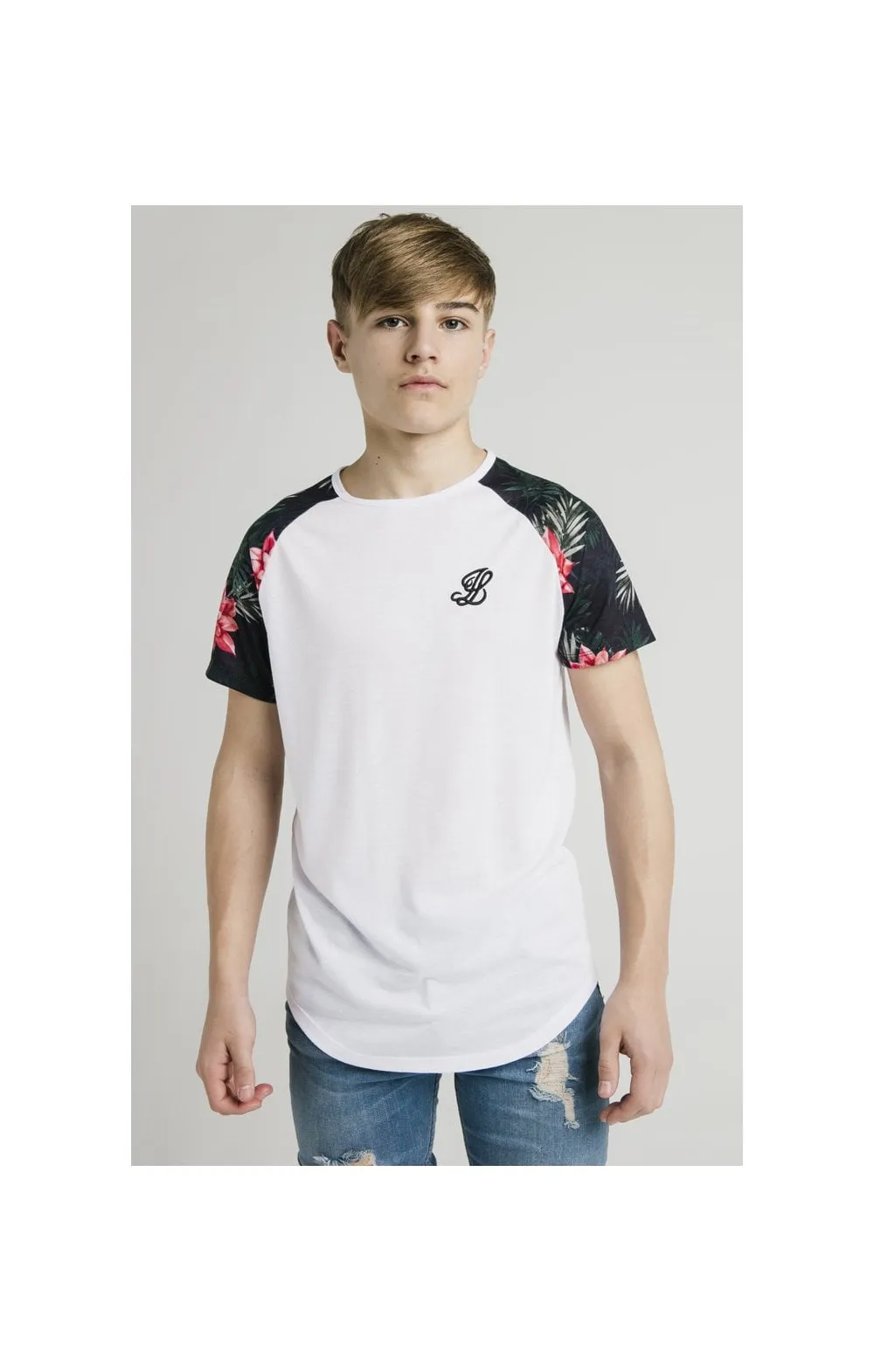 Illusive London S/S Contrast Raglan Tee - White & Floral sold by Siksilk product image thumbnail 2