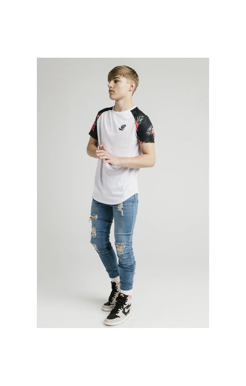 Illusive London S/S Contrast Raglan Tee - White & Floral sold by Siksilk product image thumbnail 3