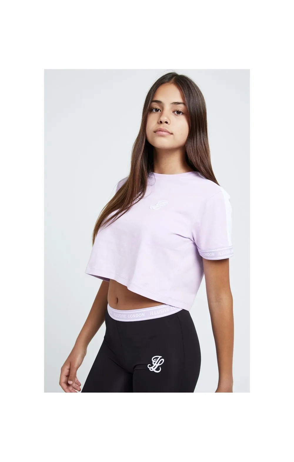 Illusive London Tape Cuff Crop Tee - Lilac sold by Siksilk