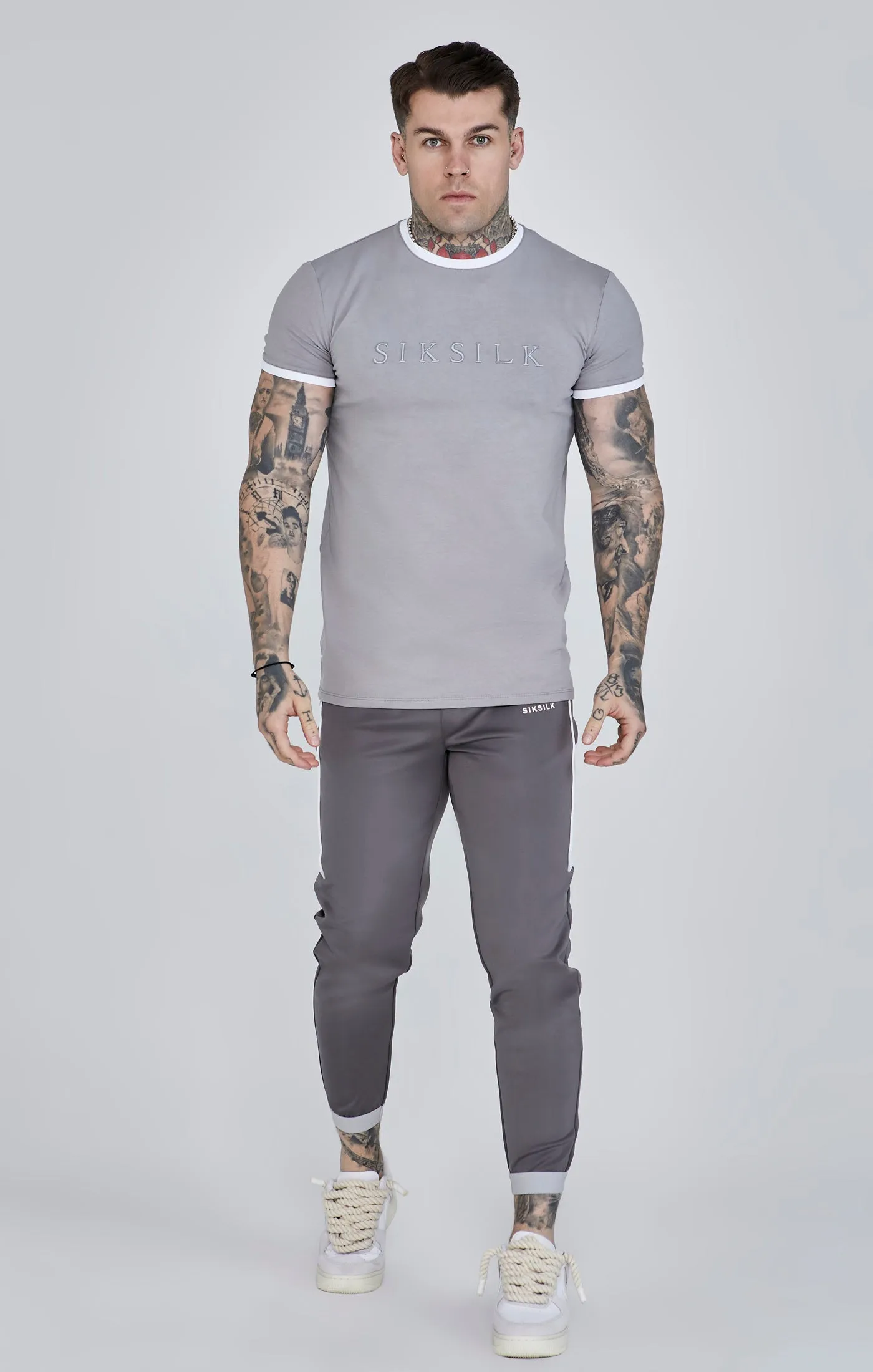 Grey Muscle Fit Joggers sold by Siksilk product image thumbnail 2