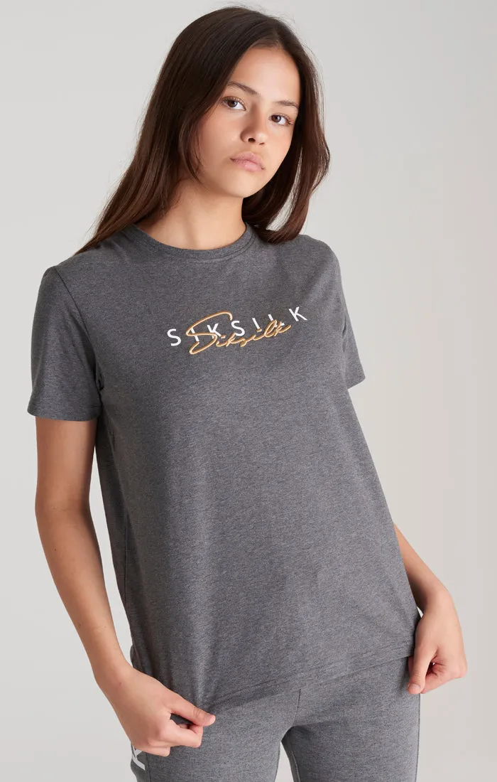 Girls Grey Marl Signature Boyfriend T-Shirt sold by Siksilk product image thumbnail 2